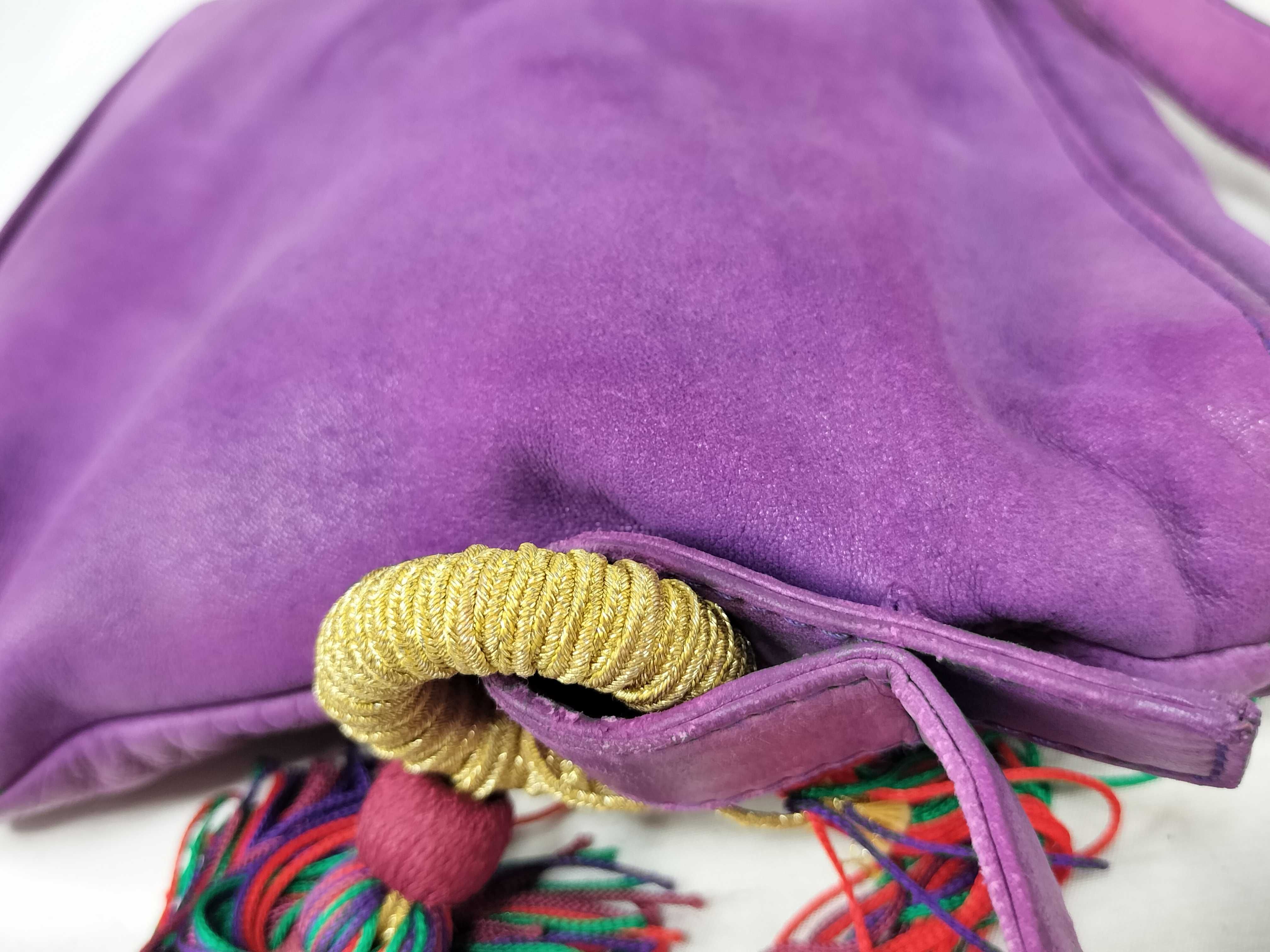 shoulder bag, fringe, Anagram design, nappa leather, purple. — view 5
