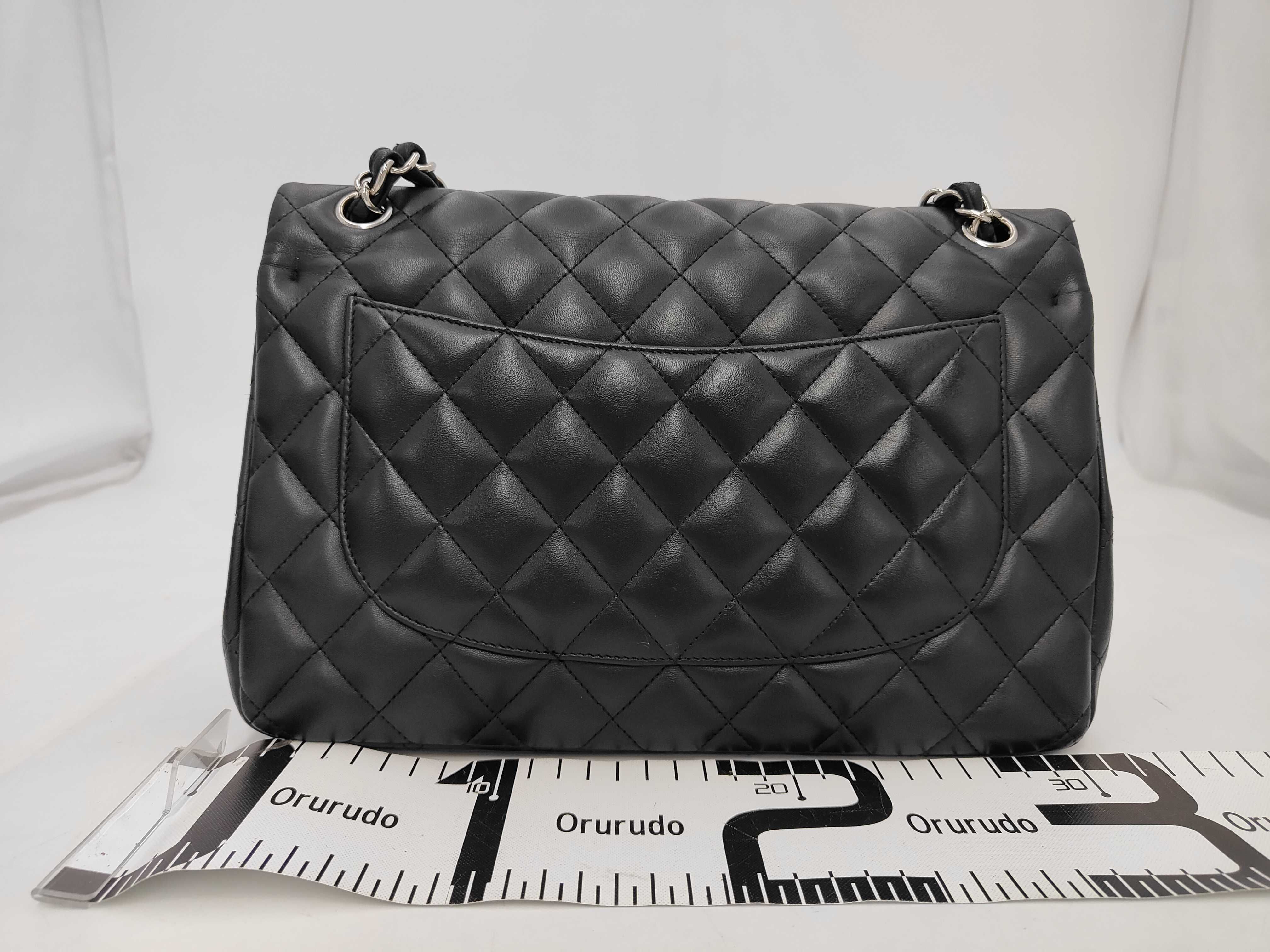 Large Matelassé 30 Lambskin Double Flap Double Chain Bag, Black with Silver Hardware, Shoulder Bag — view 2