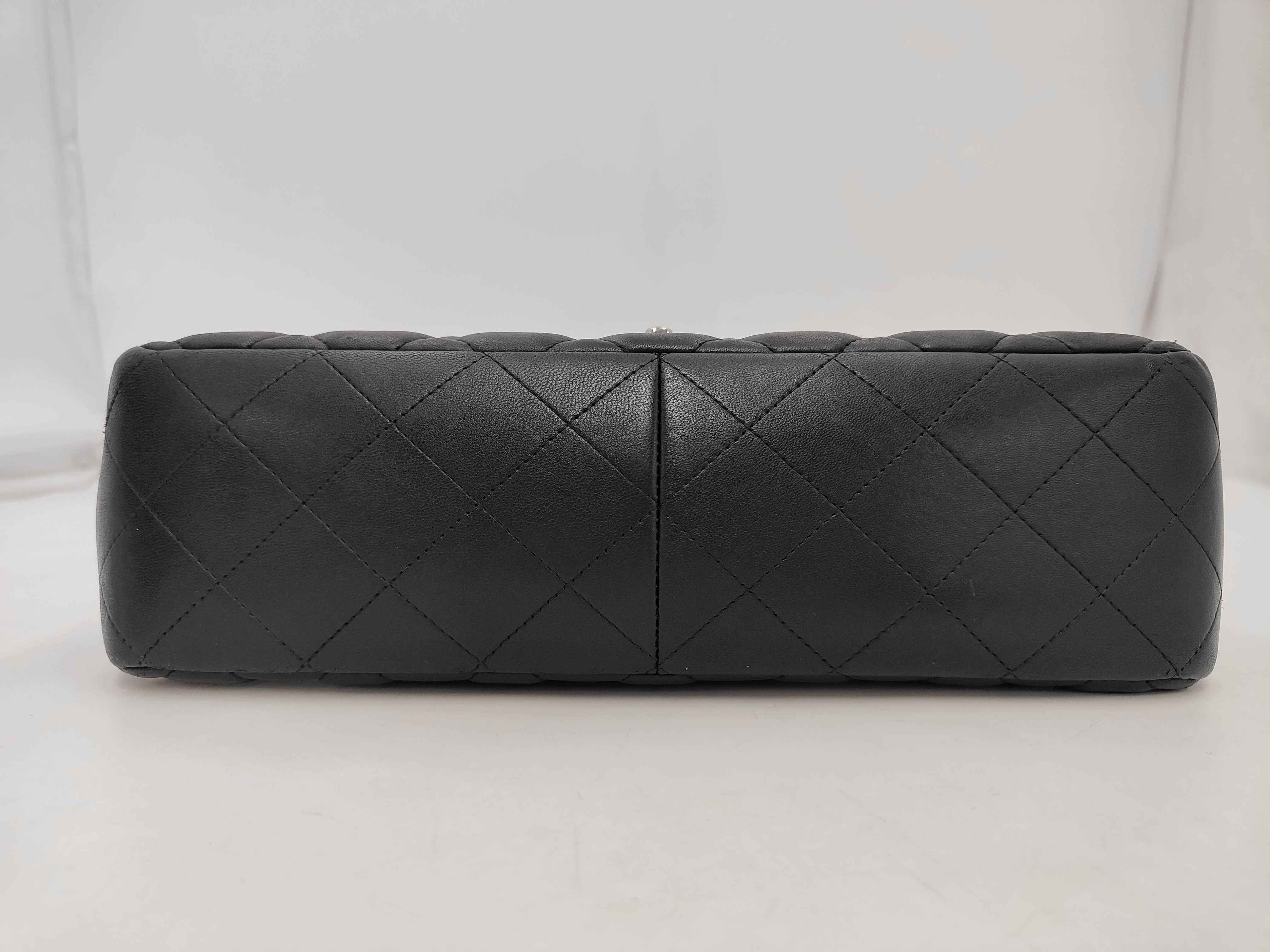 Large Matelassé 30 Lambskin Double Flap Double Chain Bag, Black with Silver Hardware, Shoulder Bag — view 3