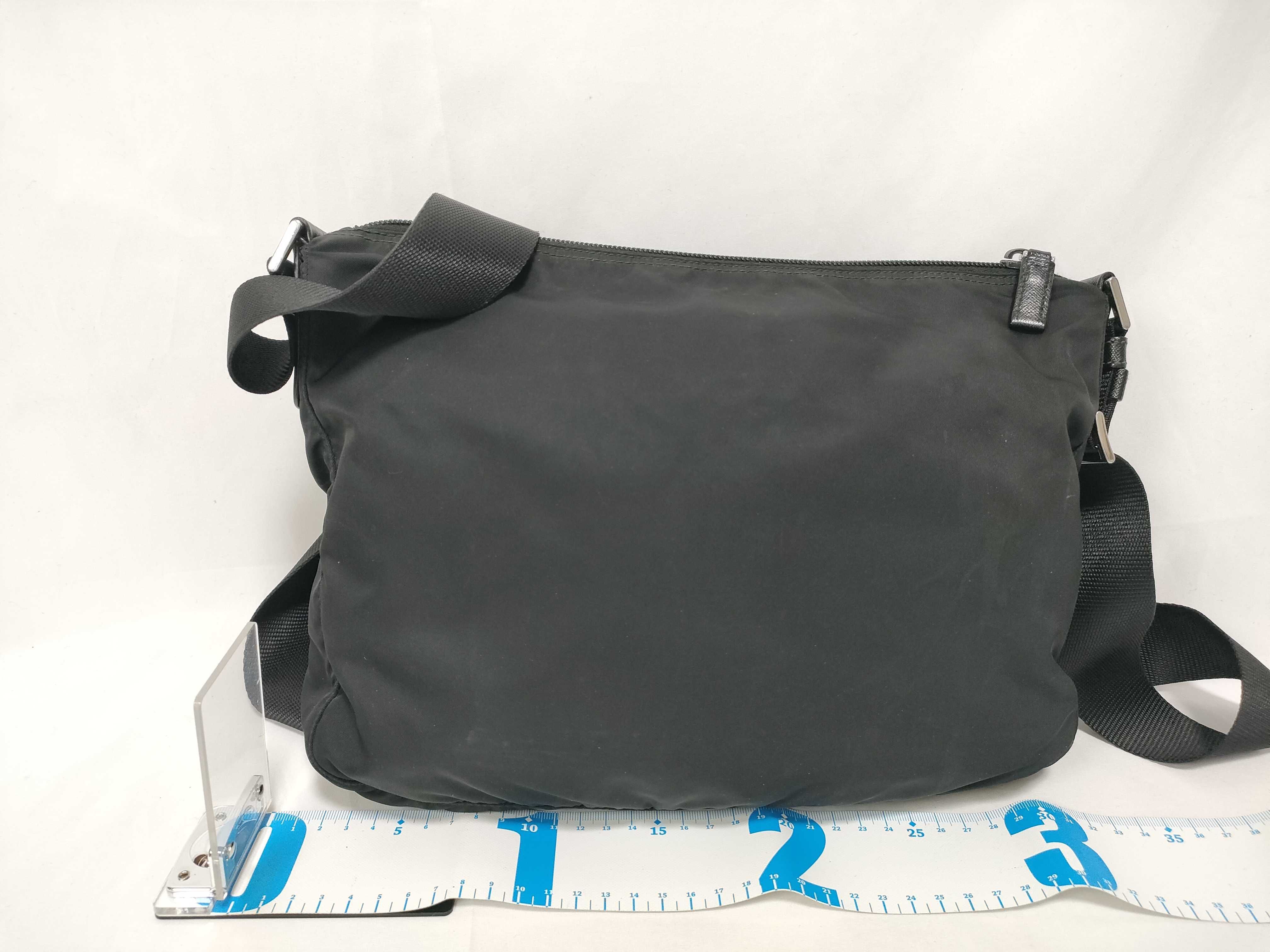(Prada) Current model shoulder bag, Saffiano nylon, triangular logo shoulder bag — view 2