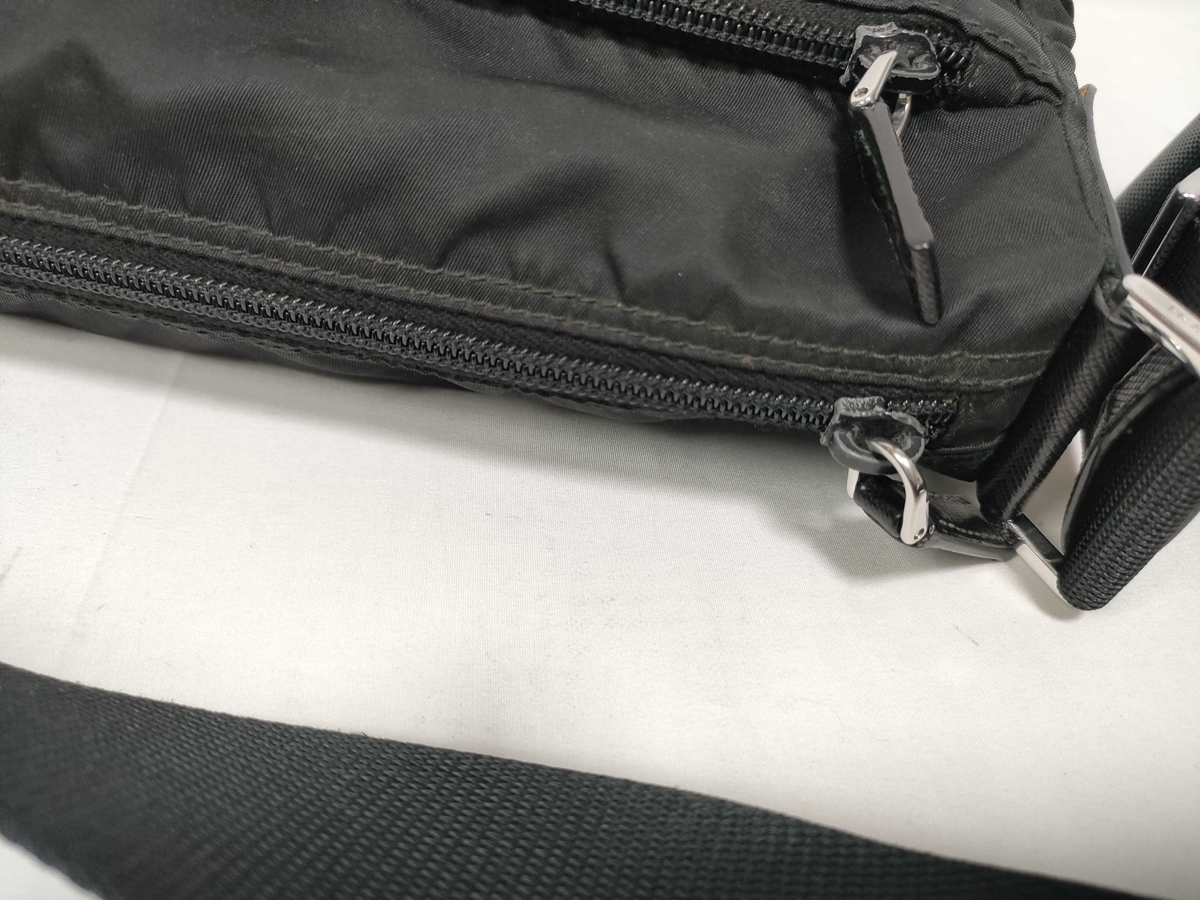 (Prada) Current model shoulder bag, Saffiano nylon, triangular logo shoulder bag — view 11