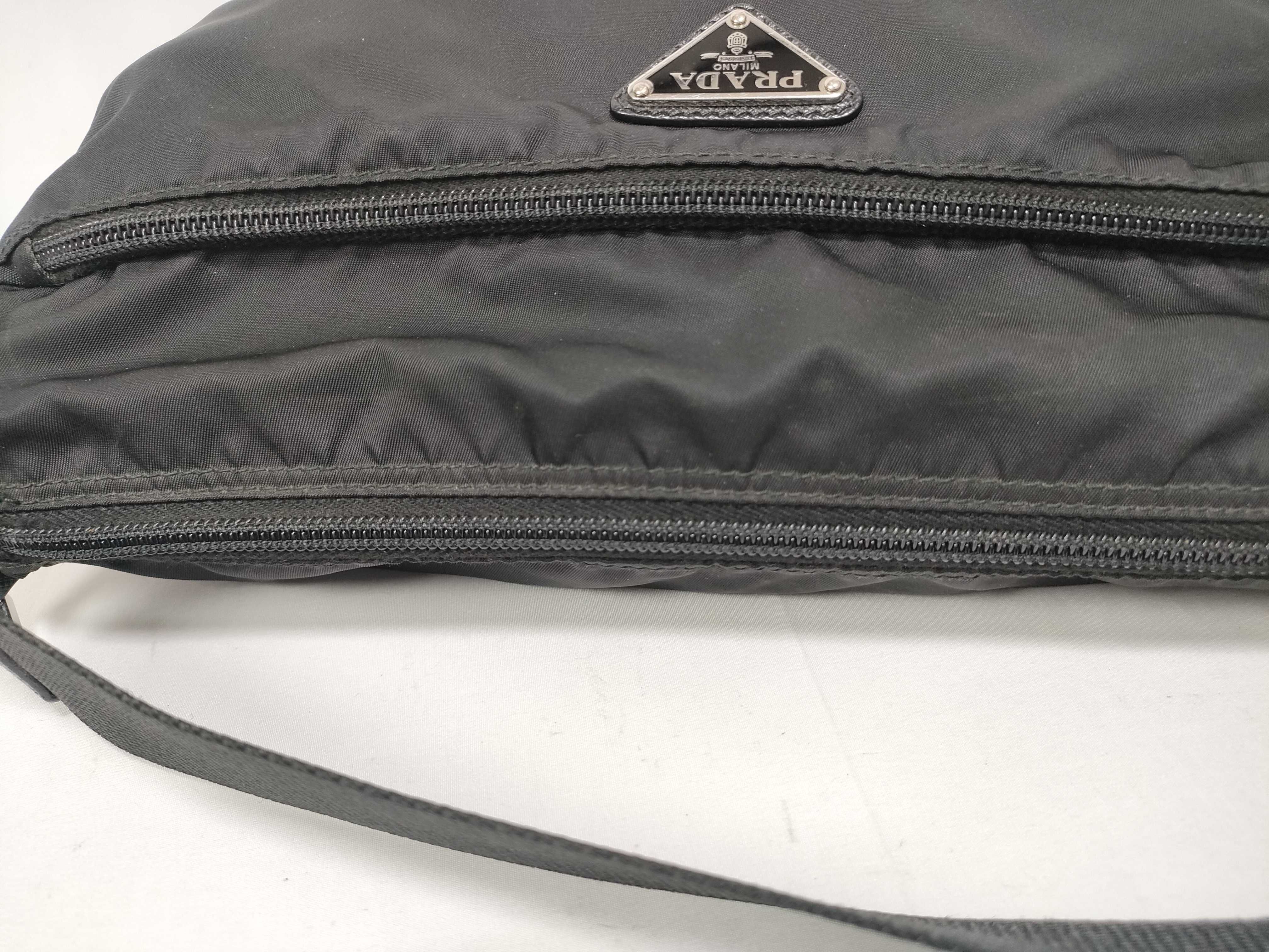 (Prada) Current model shoulder bag, Saffiano nylon, triangular logo shoulder bag — view 12