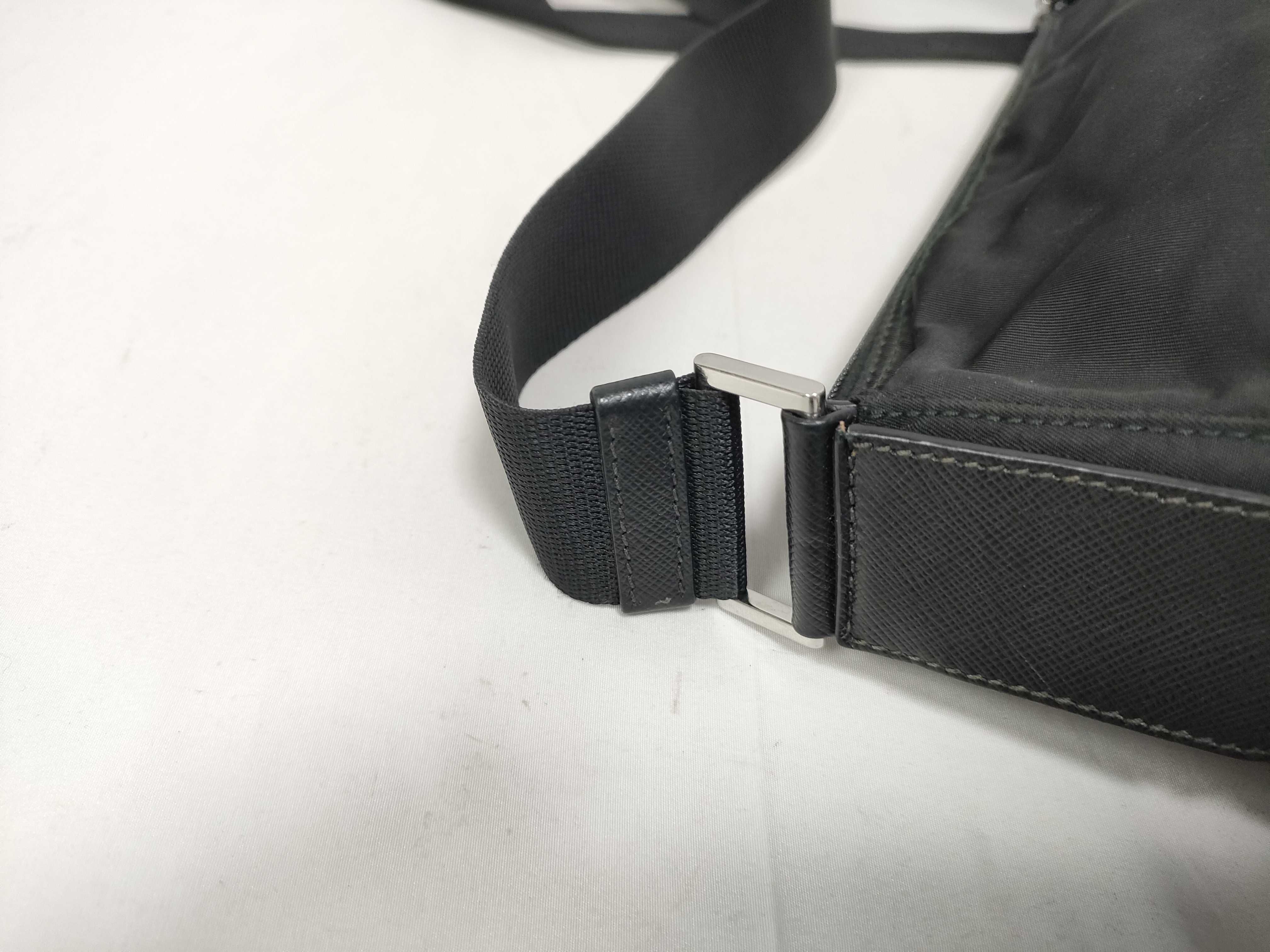 (Prada) Current model shoulder bag, Saffiano nylon, triangular logo shoulder bag — view 8