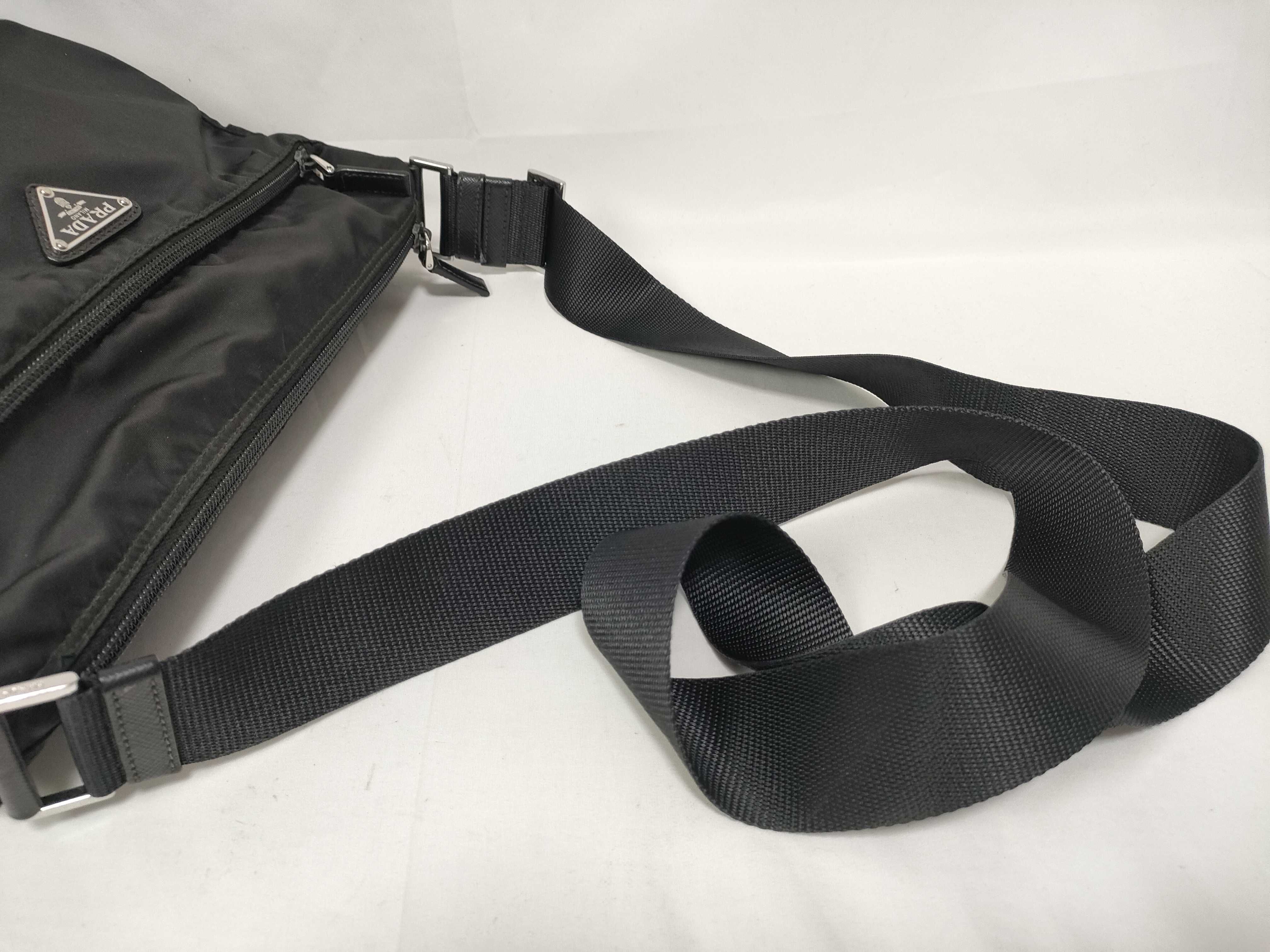 (Prada) Current model shoulder bag, Saffiano nylon, triangular logo shoulder bag — view 10