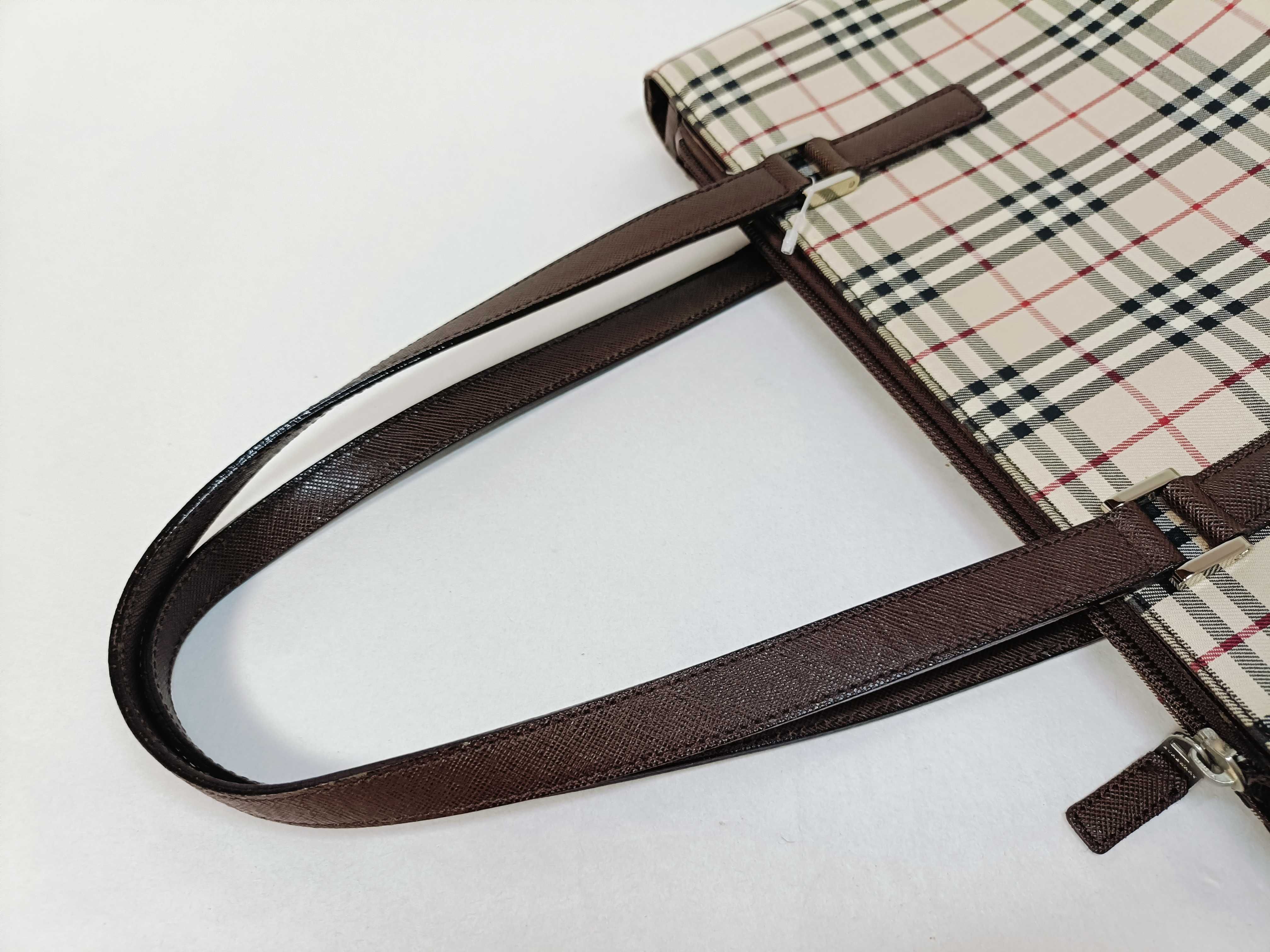 Nova Check Canvas x Leather Hand Tote Bag — view 3