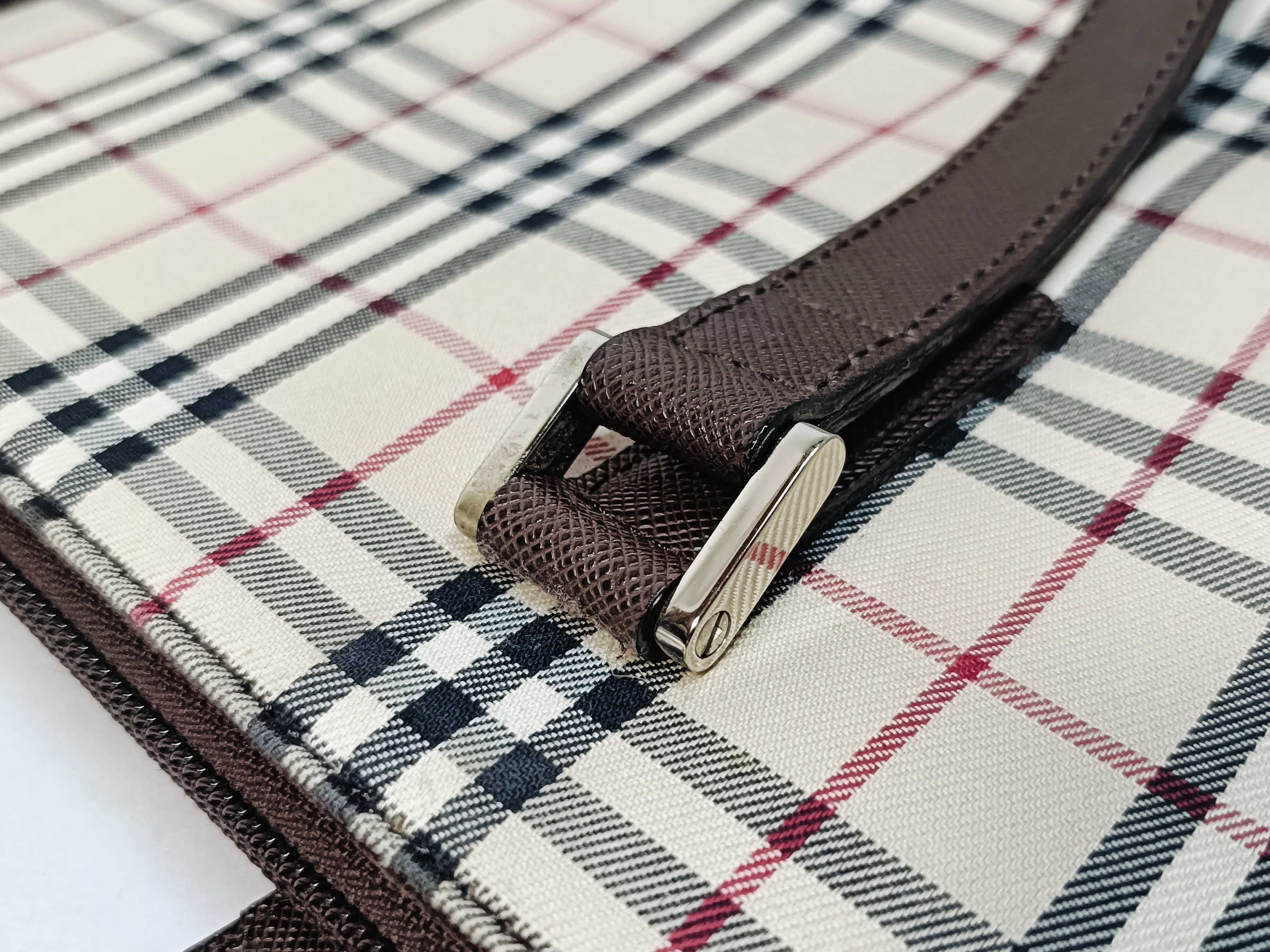 Nova Check Canvas x Leather Hand Tote Bag — view 5