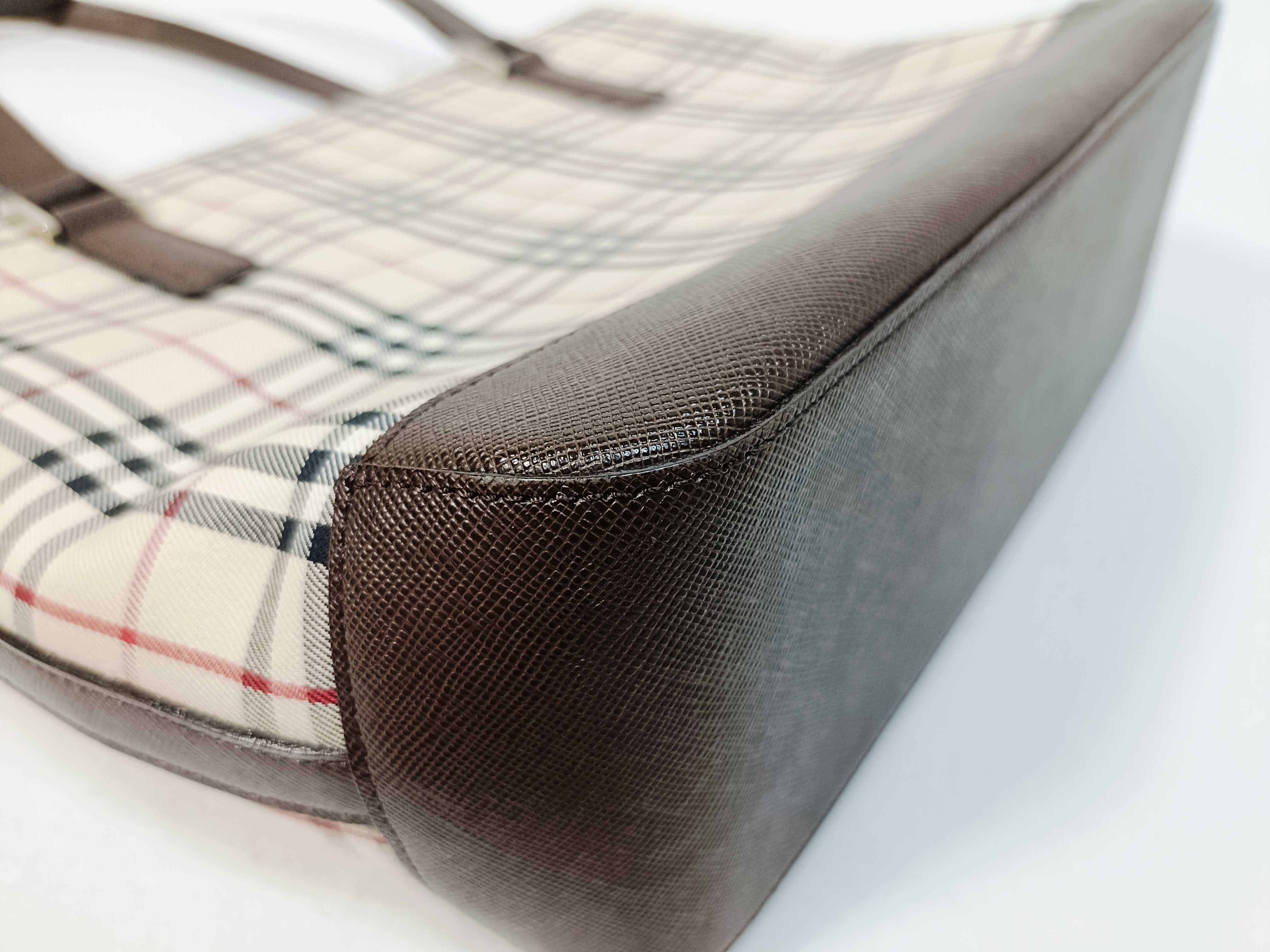 Nova Check Canvas x Leather Hand Tote Bag — view 6
