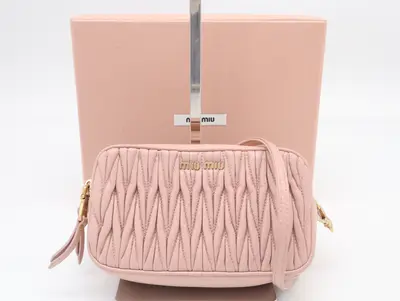 5NF011 Matelassé Leather Pink Shoulder Bag with Box