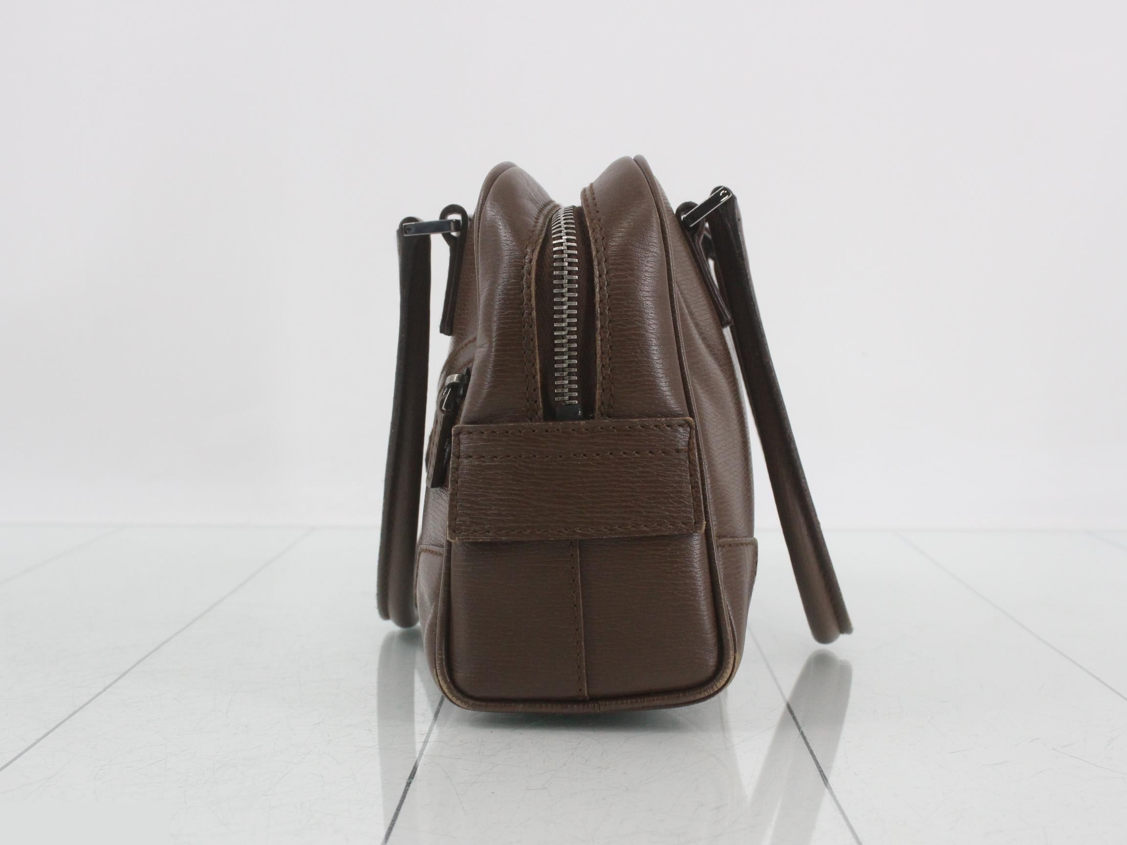 Double pocket mini Boston bag, brown — view 3