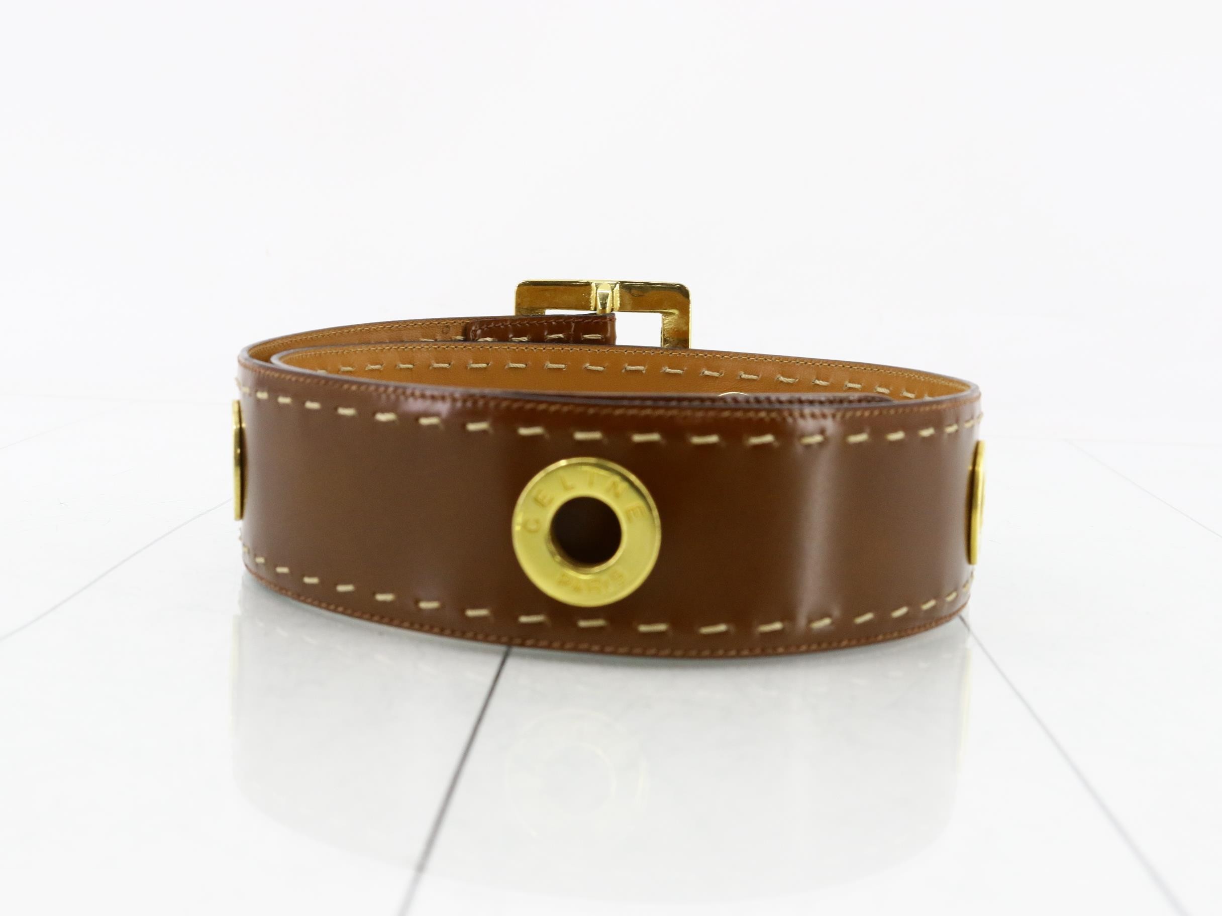 Circle Logo Belt, Brown and Gold — view 2