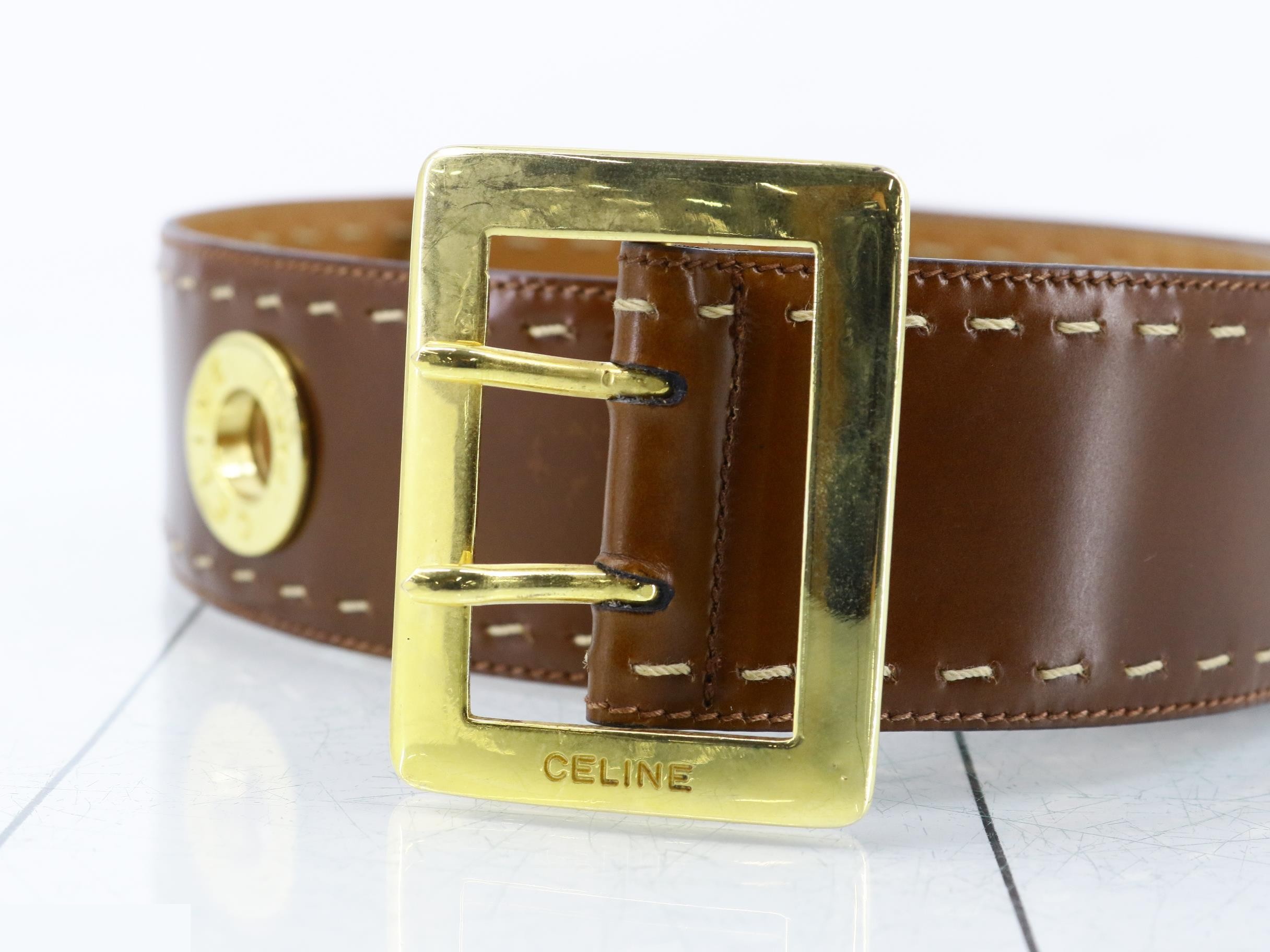 Circle Logo Belt, Brown and Gold — view 3
