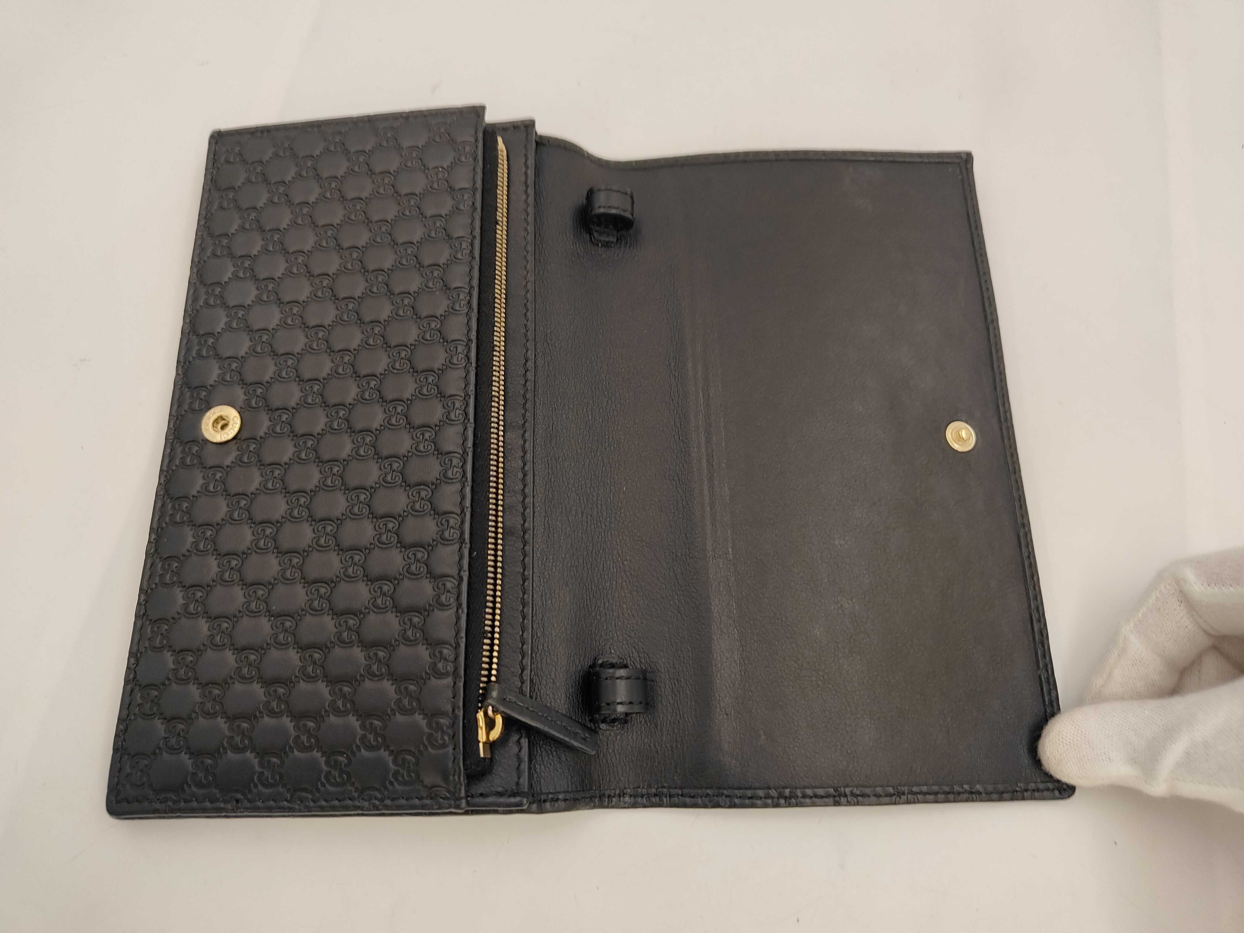Micro Shima Leather Shoulder Wallet, Black Shoulder Bag — view 5