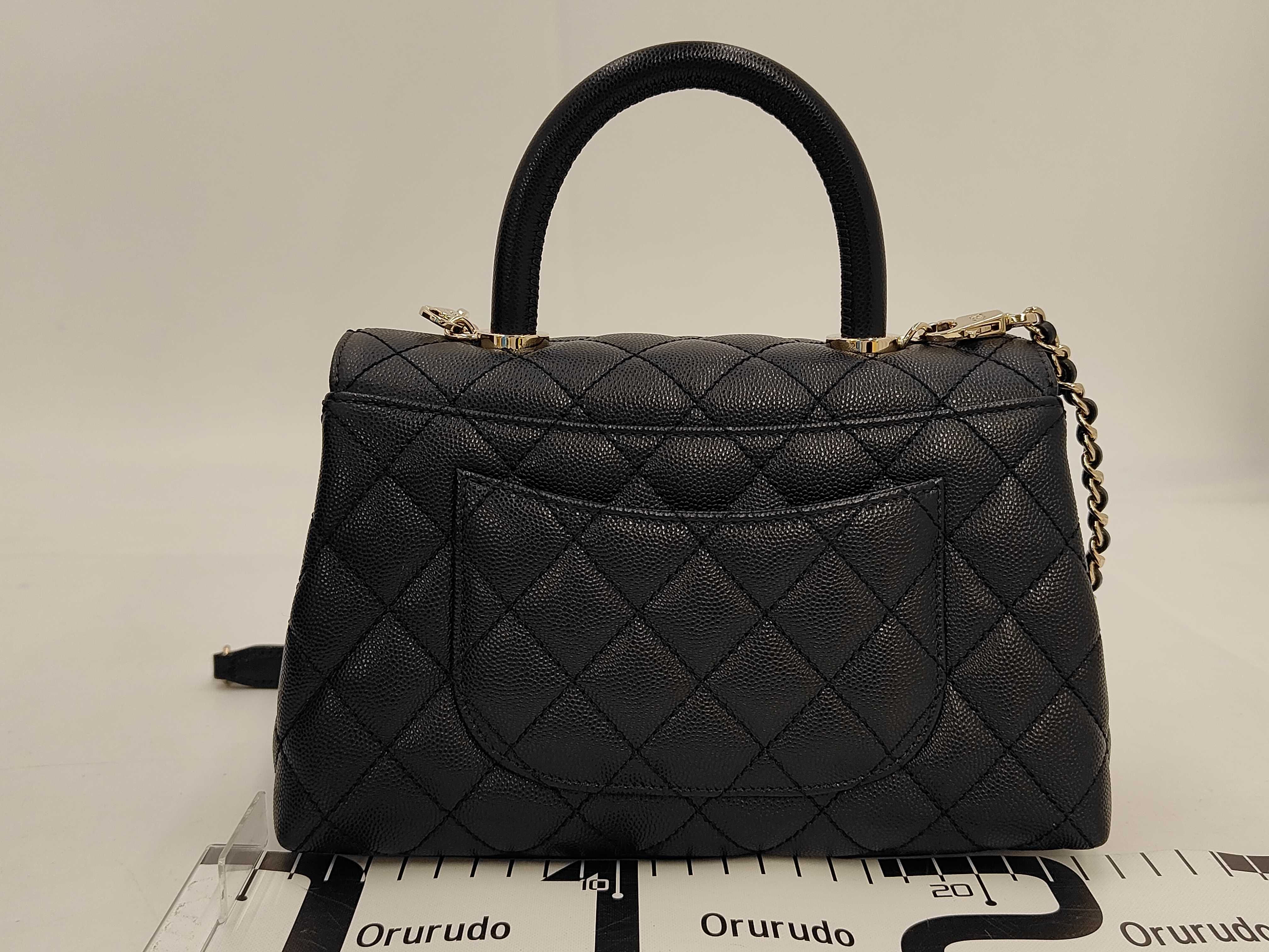 Coco Handle 24 A92990 Caviar Noir Champagne Hardware Handbag — view 2