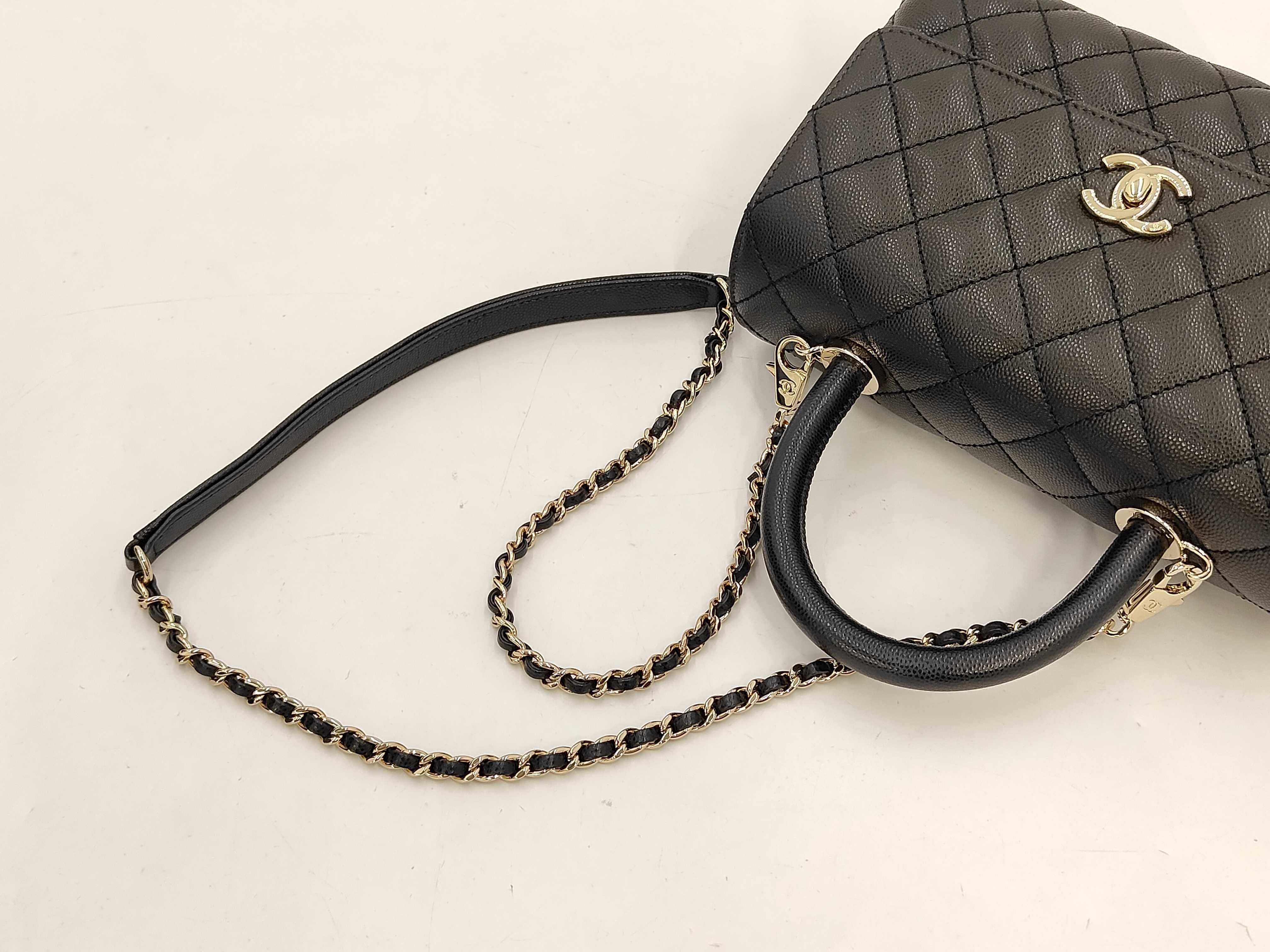 Coco Handle 24 A92990 Caviar Noir Champagne Hardware Handbag — view 5