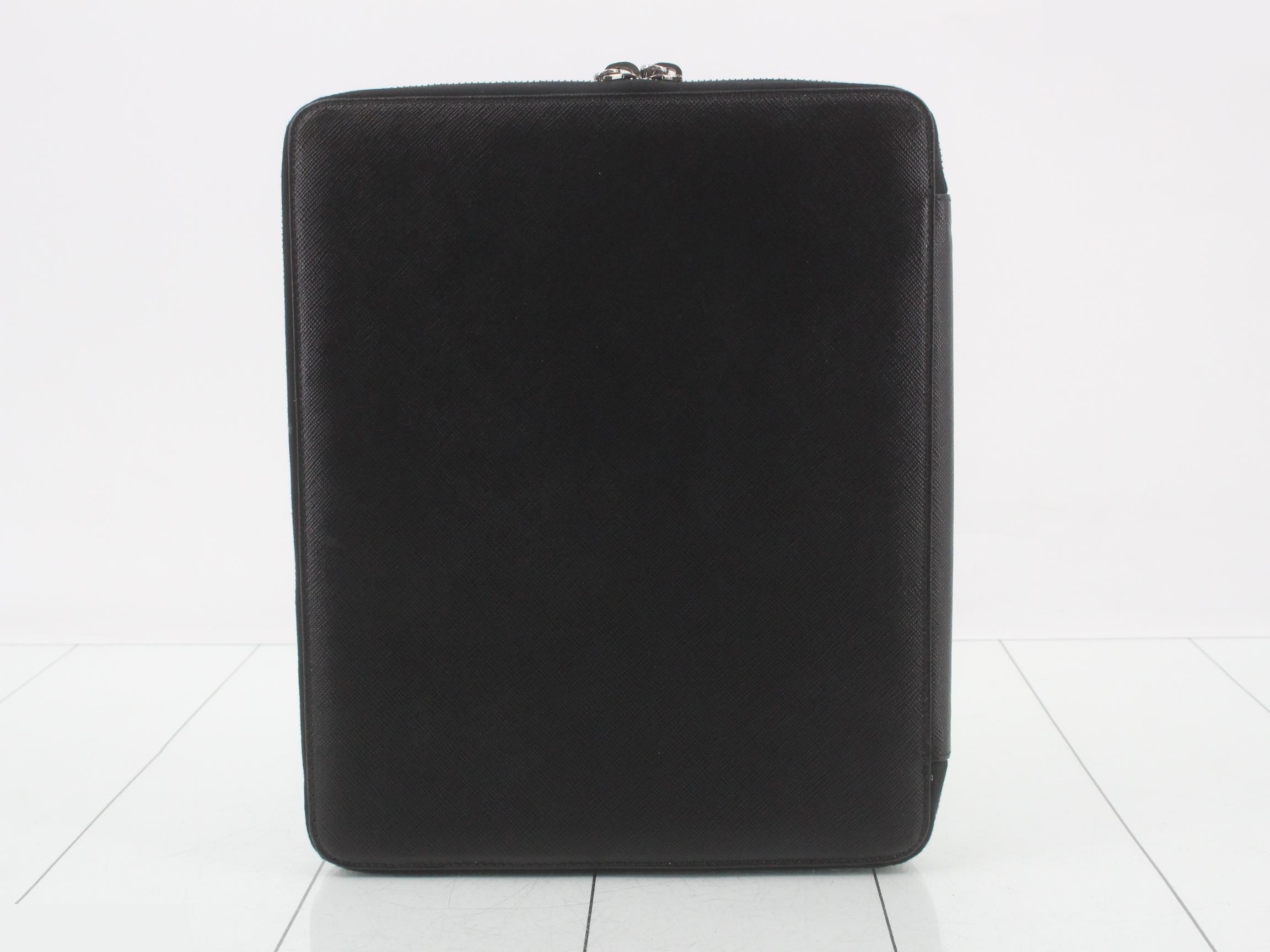 Saffiano Leather Pouch, Black — view 2
