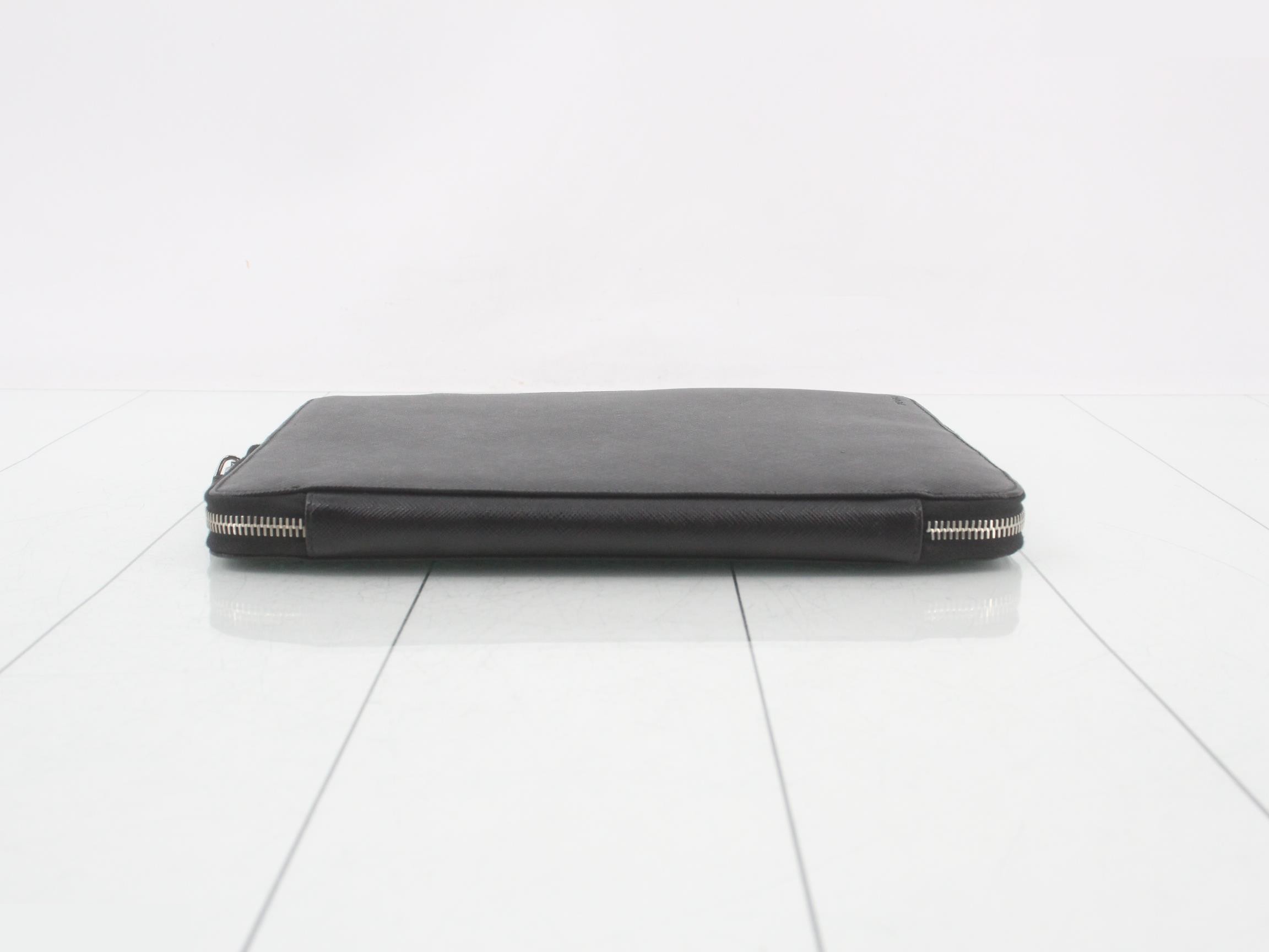 Saffiano Leather Pouch, Black — view 4