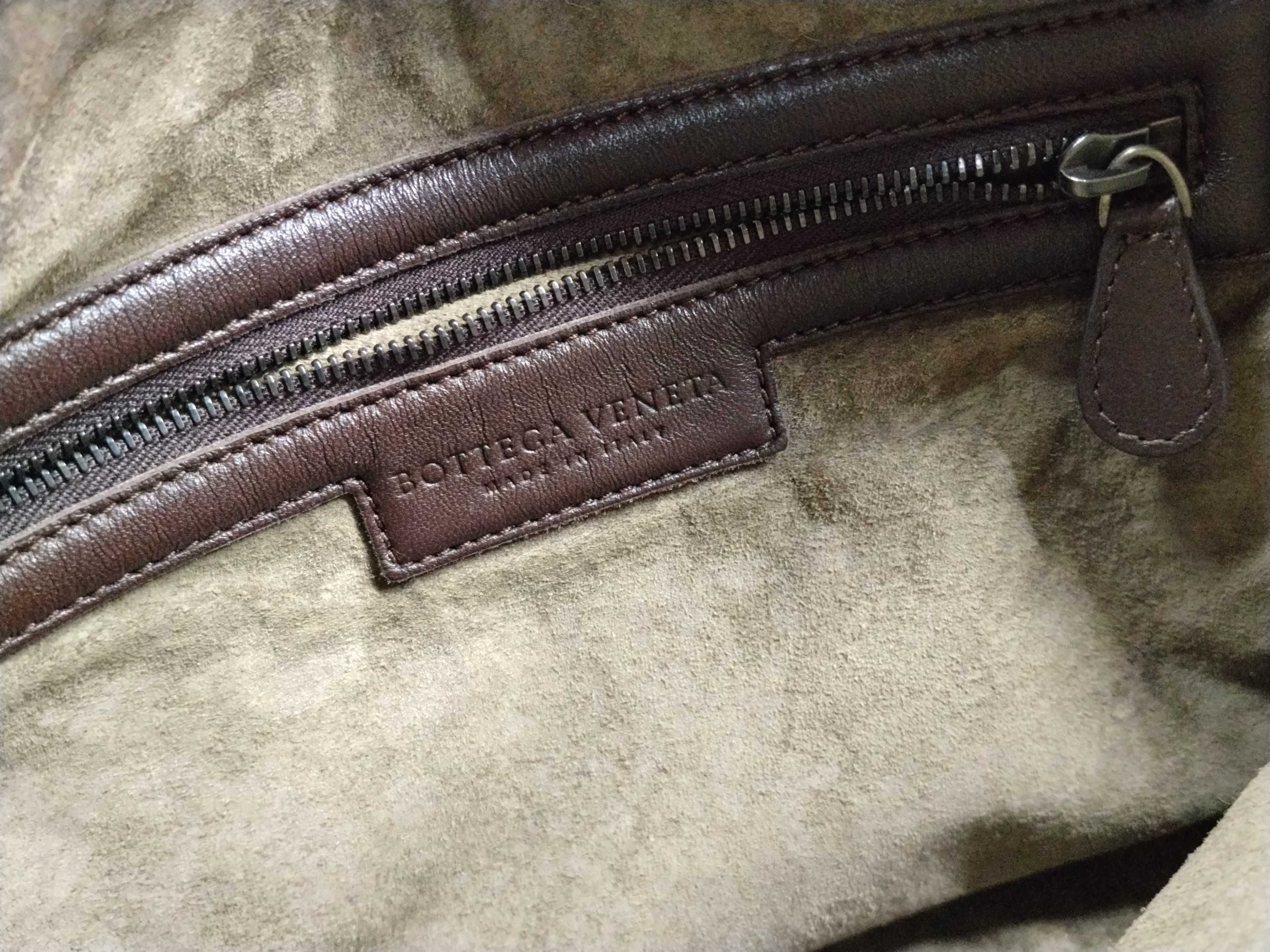 Intrecciato Shoulder Bag, Brown — view 13