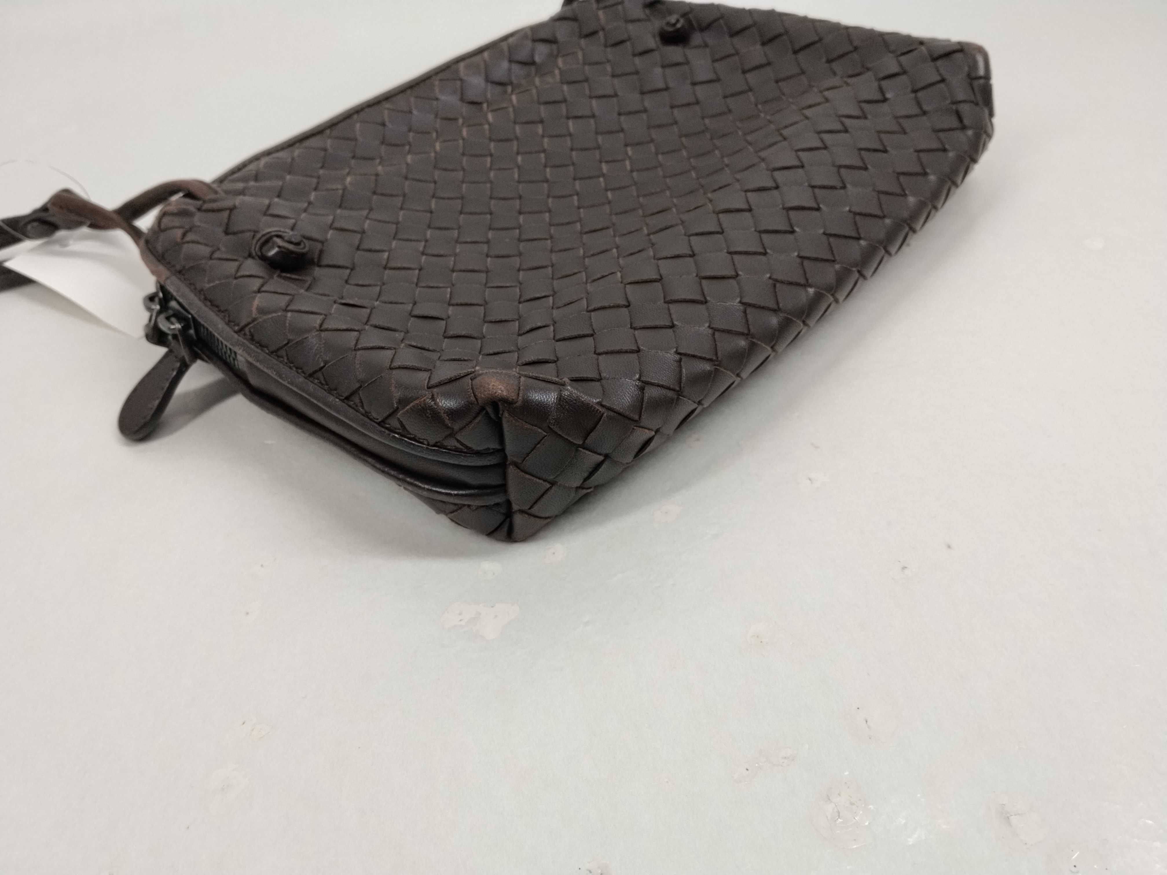 Intrecciato Shoulder Bag, Brown — view 4