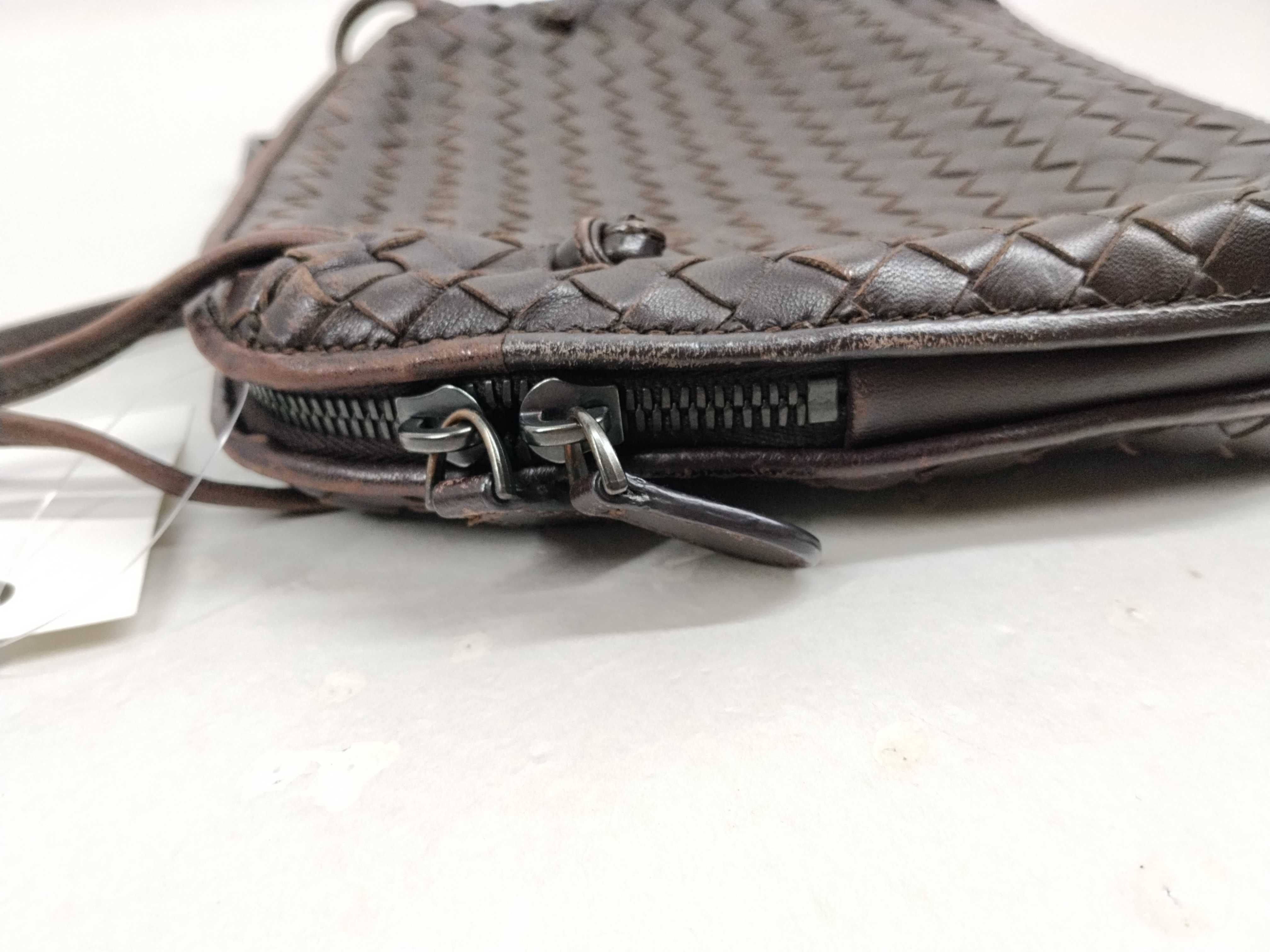 Intrecciato Shoulder Bag, Brown — view 6