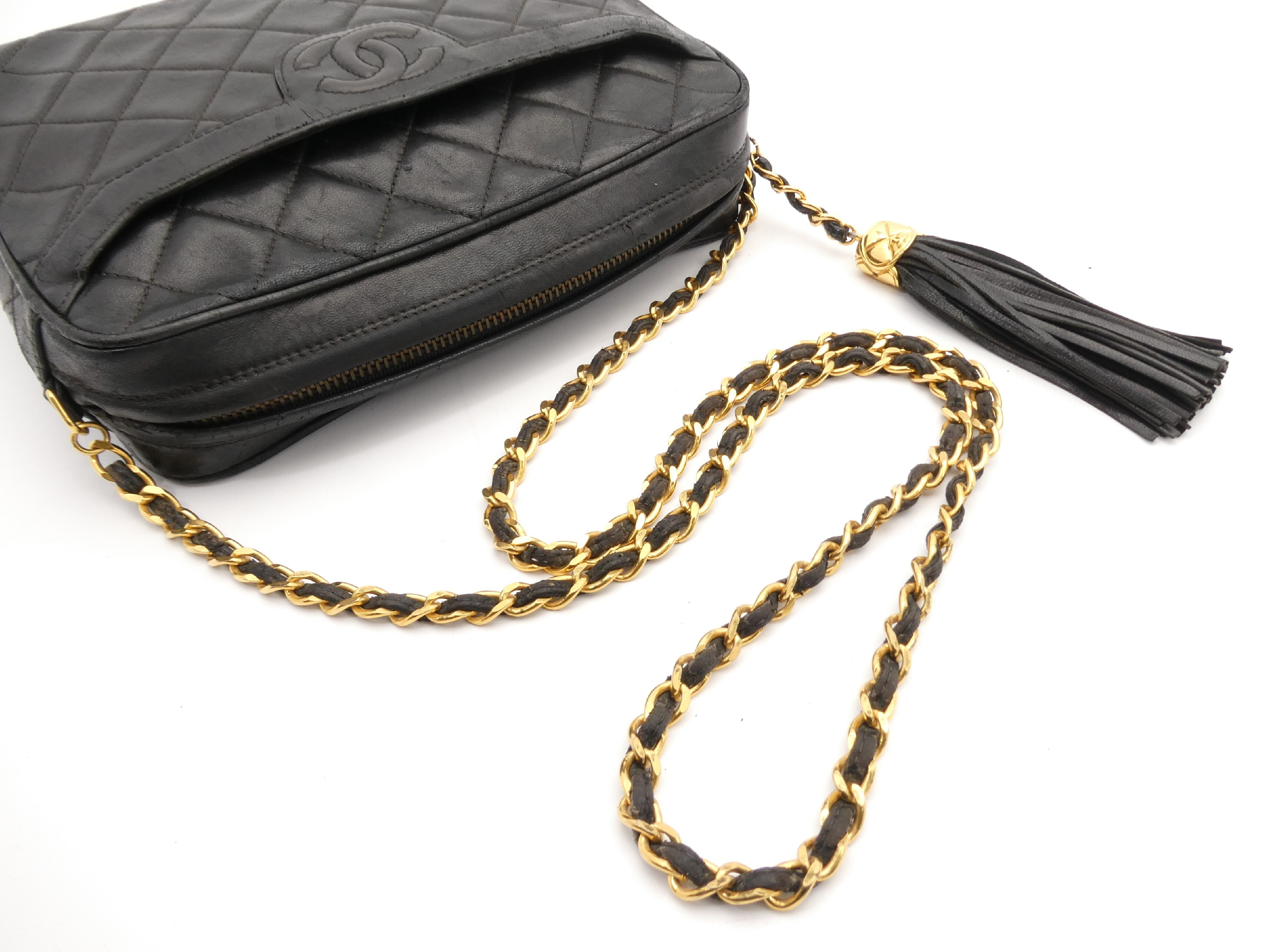 Matelassé Coco Mark Fringe Chain Shoulder Bag — view 6