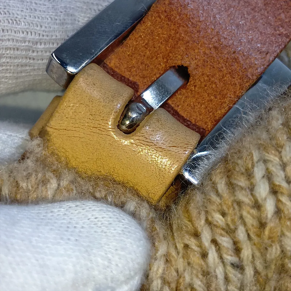 Mamma Bucket 26424 Cashmere x Leather Shoulder Bag Beige — view 9