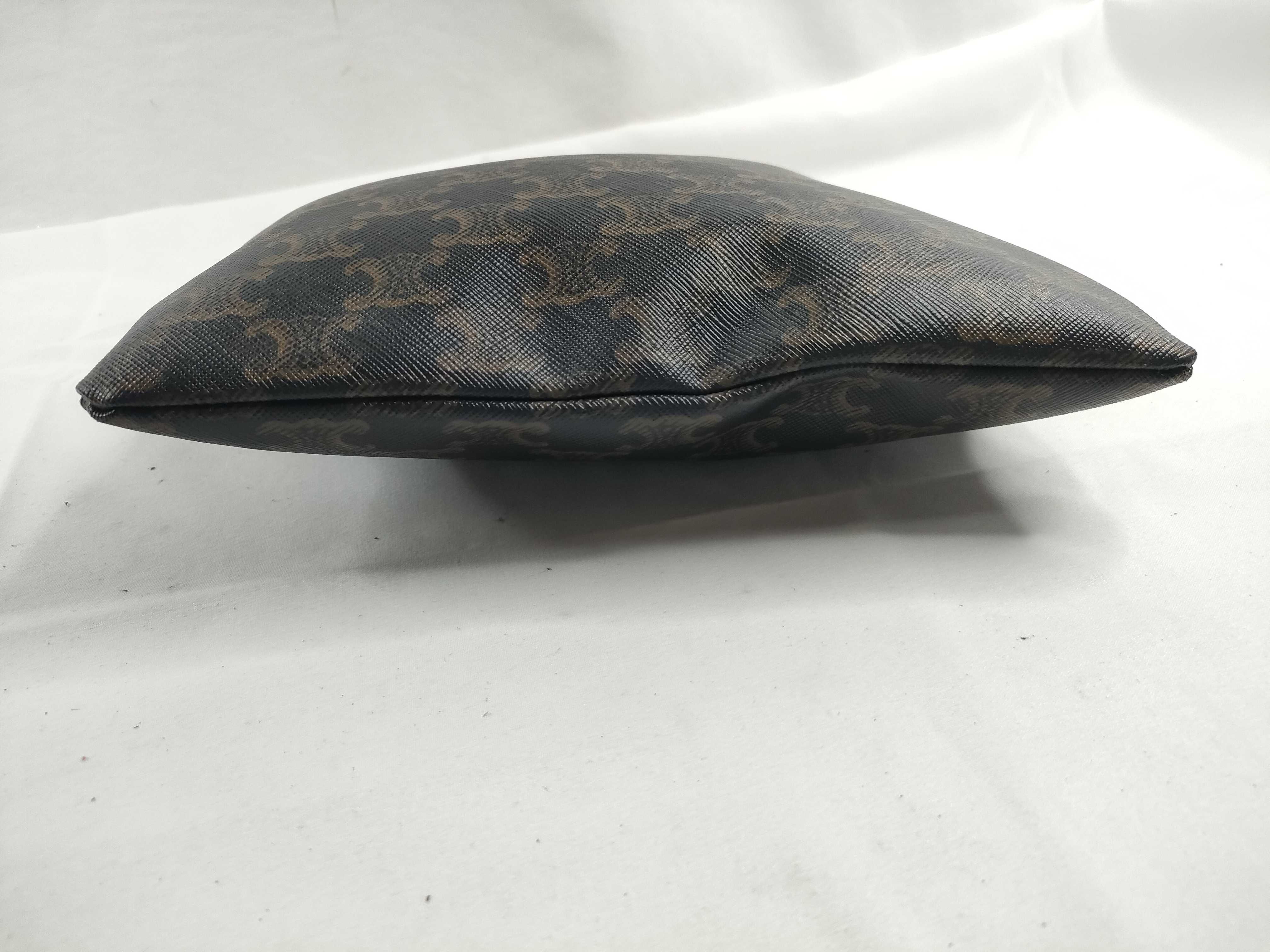 Leather Triomphe Clutch Bag, Dark Brown, with Dust Bag. — view 4