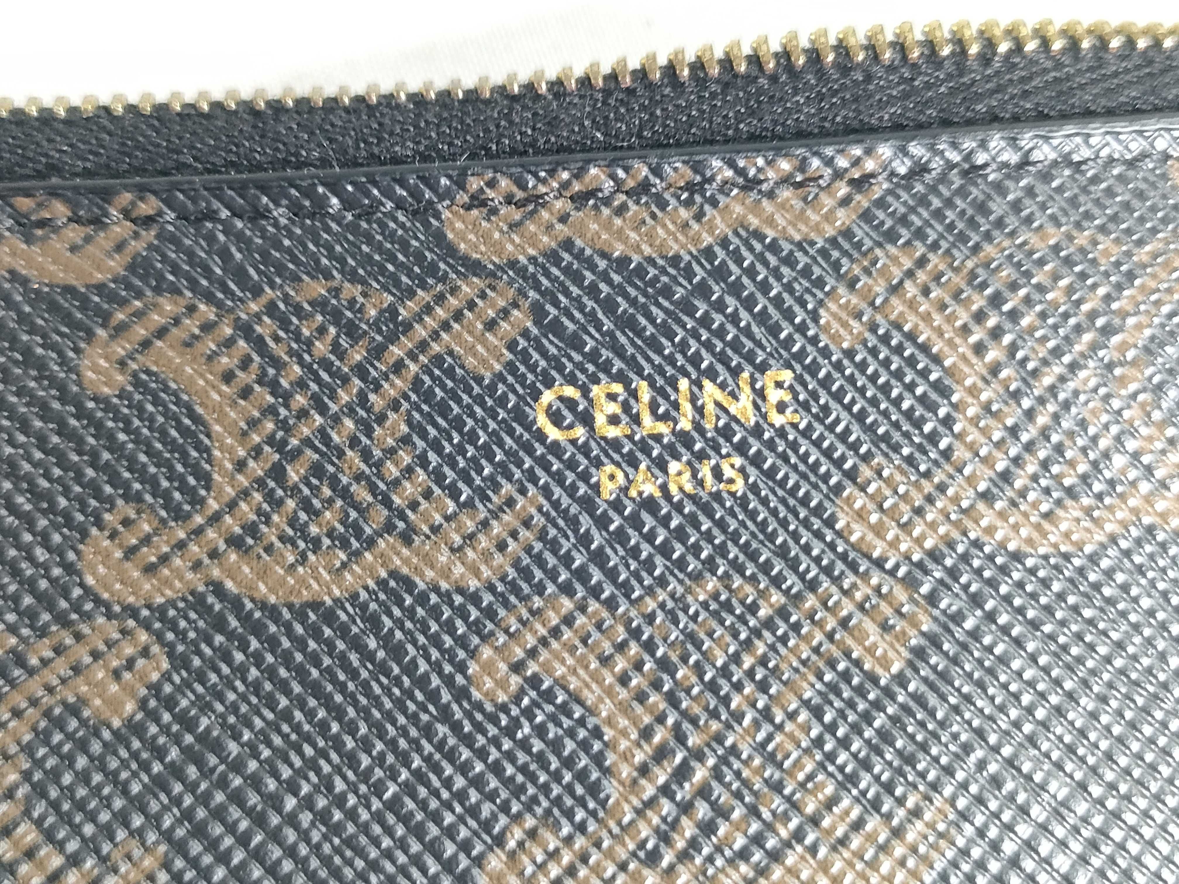 Leather Triomphe Clutch Bag, Dark Brown, with Dust Bag. — view 9