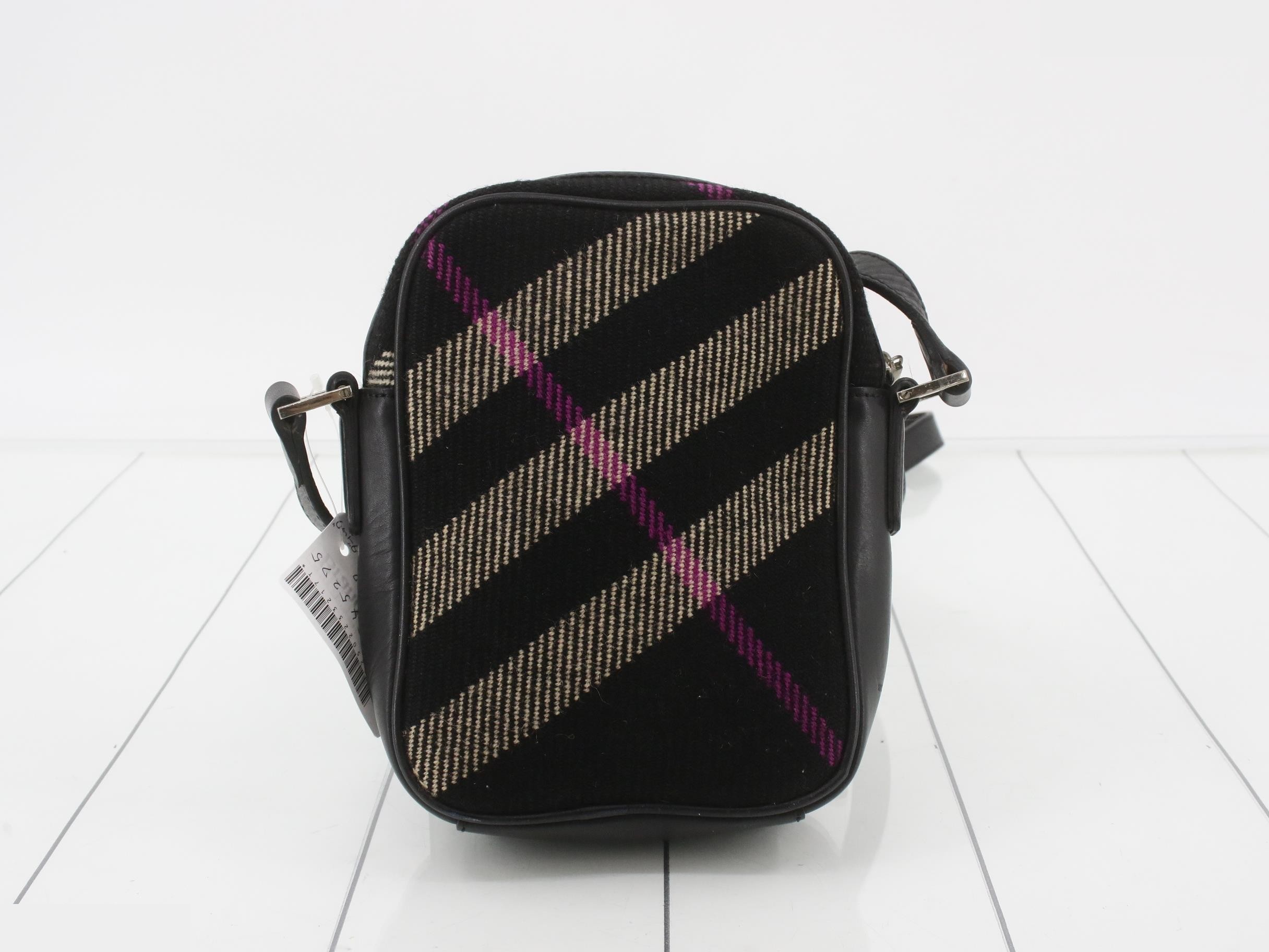 Nova Check Shoulder Bag Black Purple Wool Leather — view 2