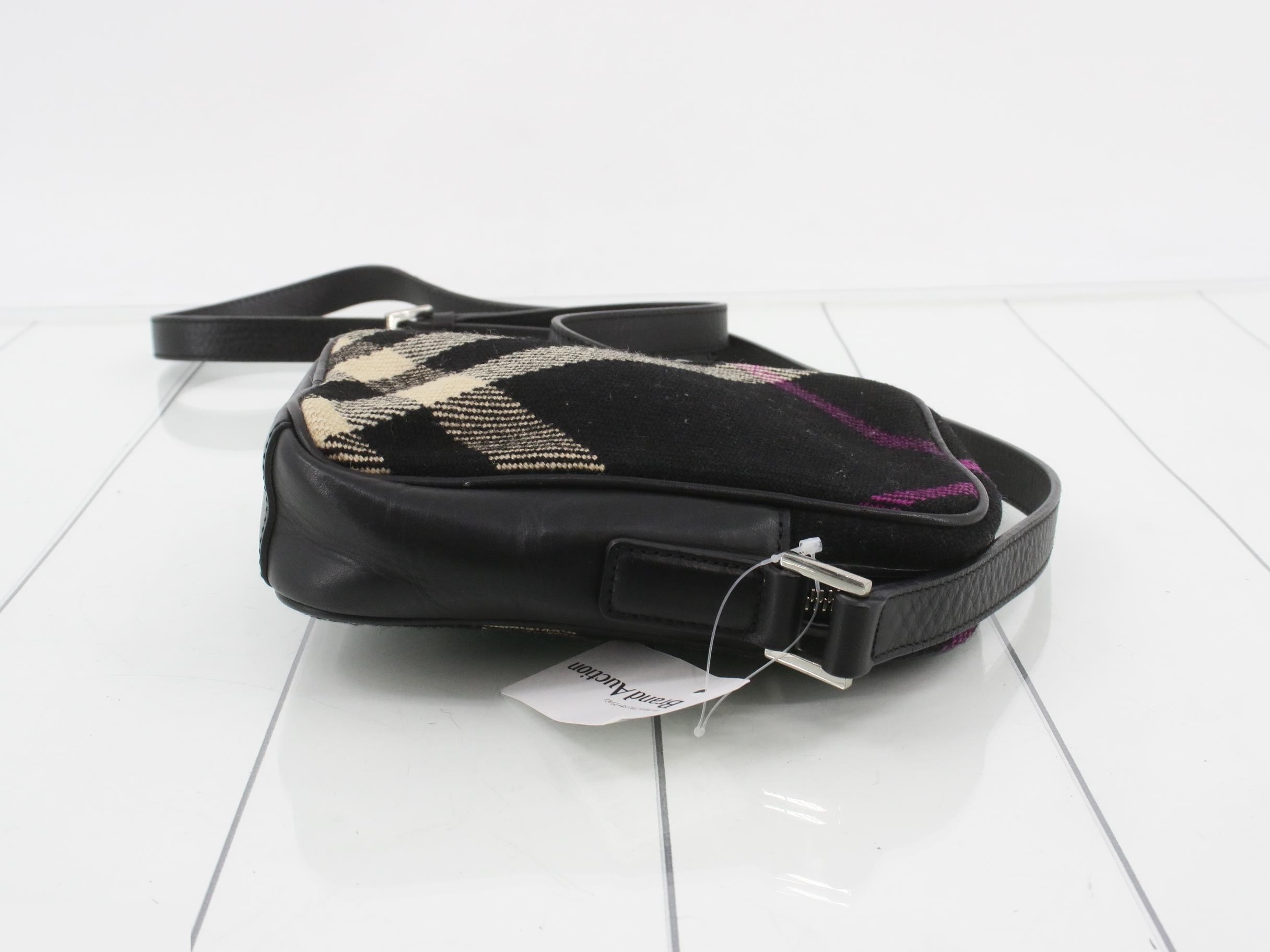 Nova Check Shoulder Bag Black Purple Wool Leather — view 3