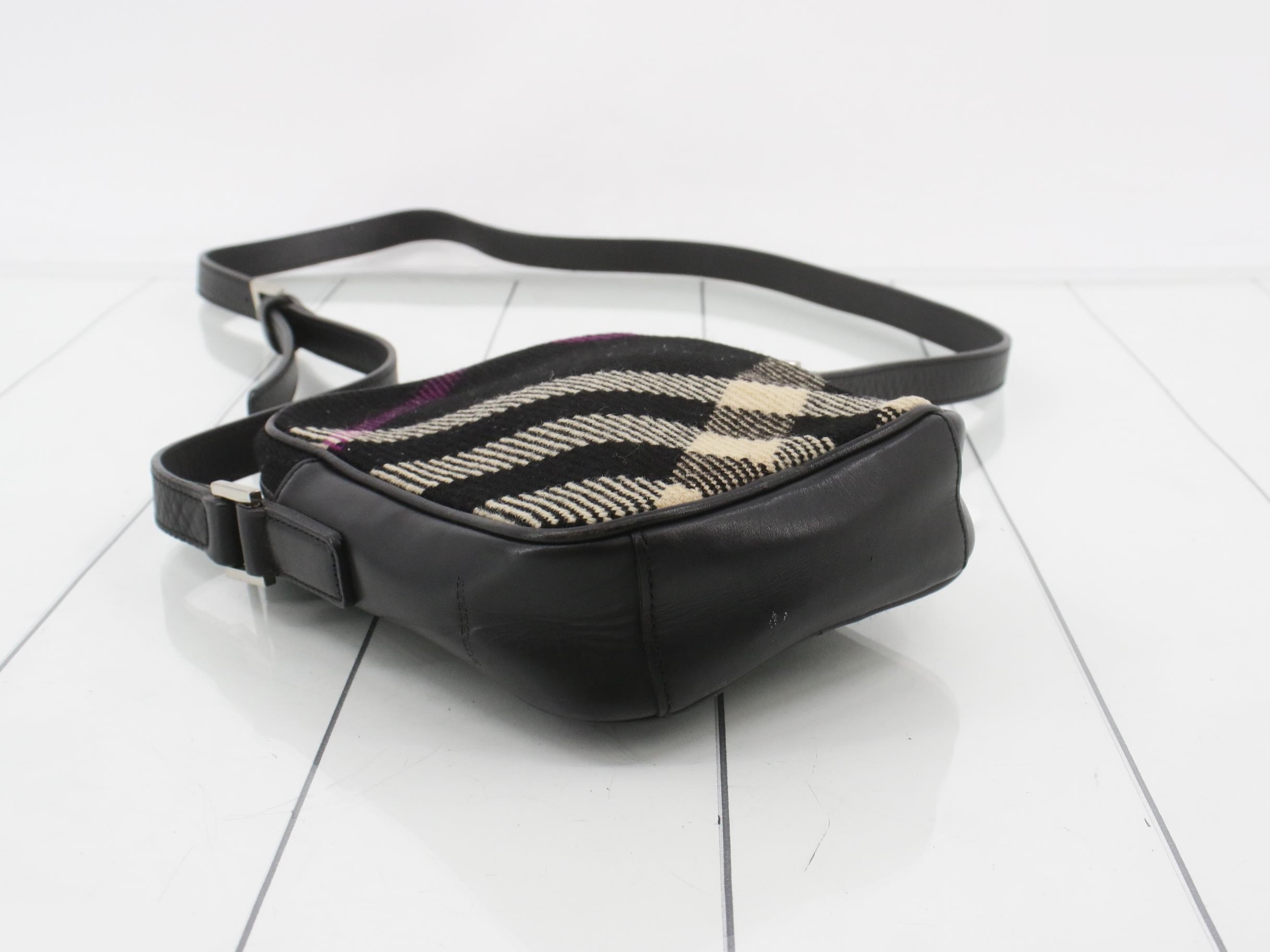 Nova Check Shoulder Bag Black Purple Wool Leather — view 5