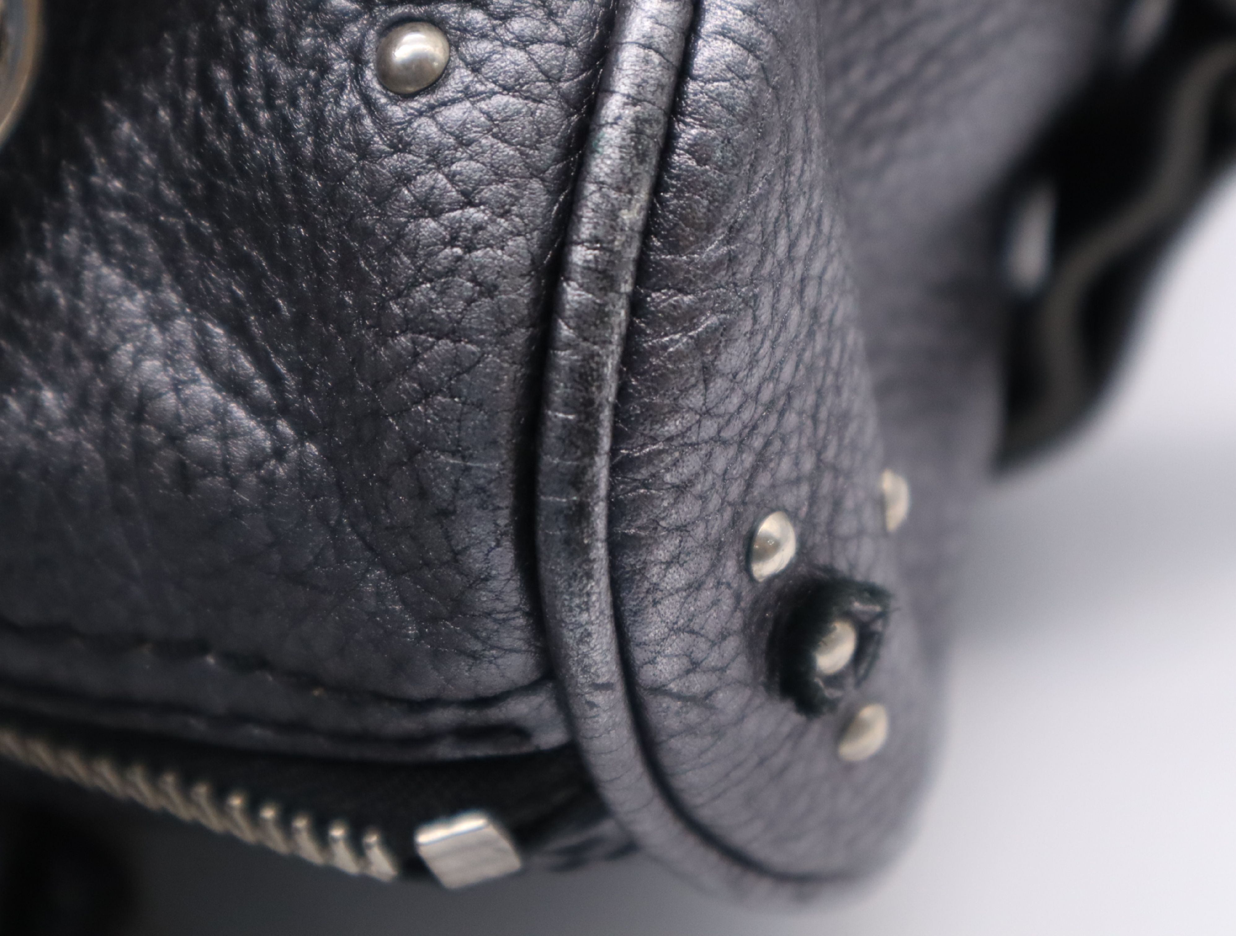 Leather Paddington Tote Bag with Key, Gray Handbag — view 11