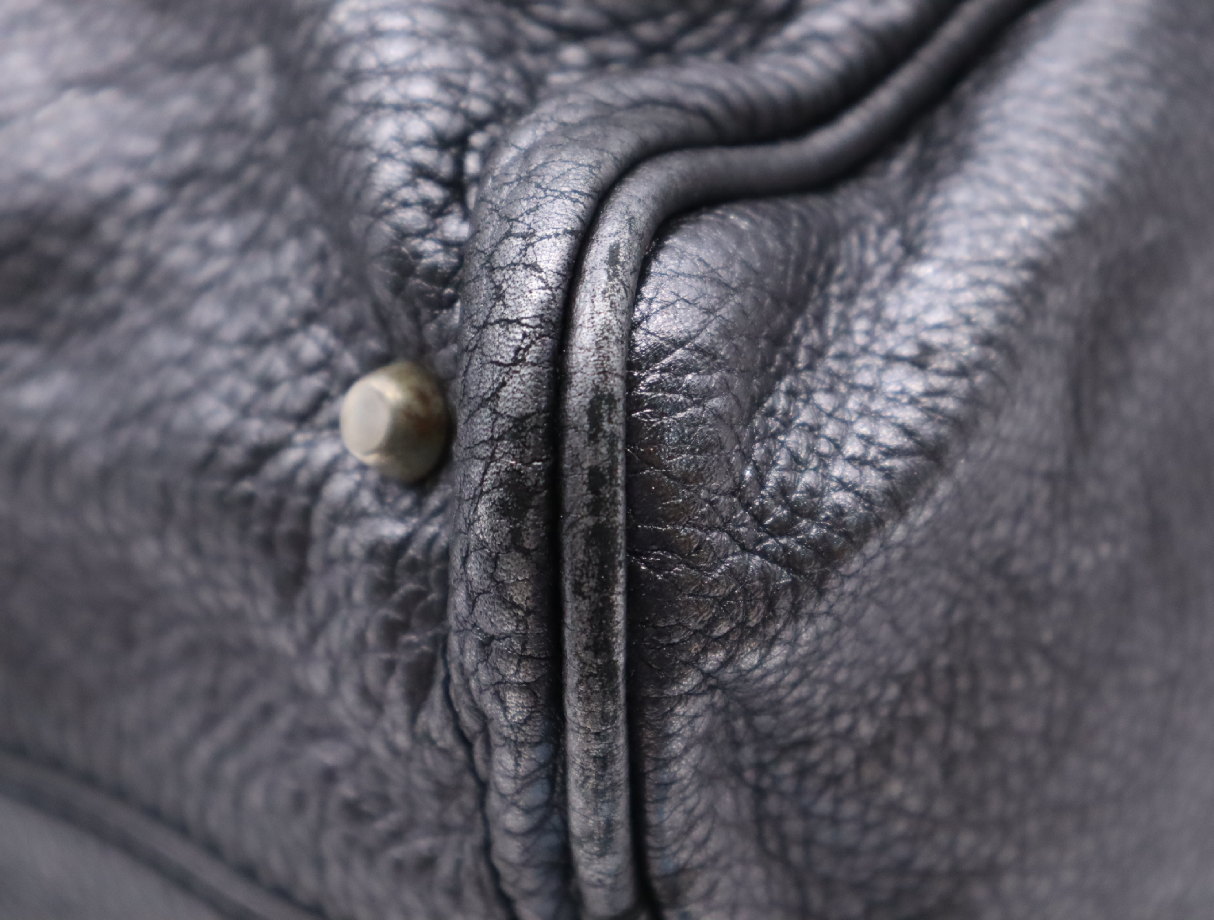 Leather Paddington Tote Bag with Key, Gray Handbag — view 7