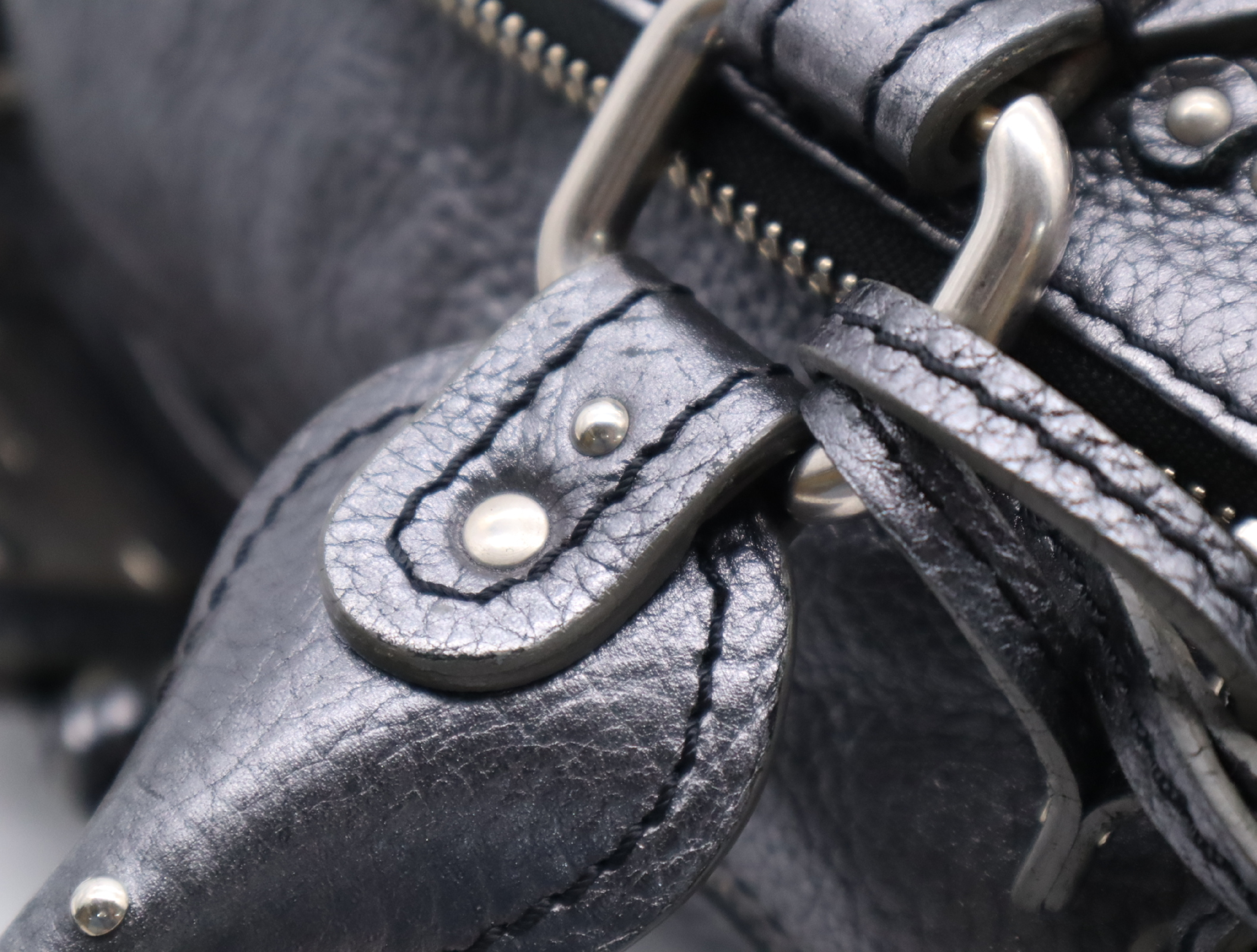Leather Paddington Tote Bag with Key, Gray Handbag — view 10