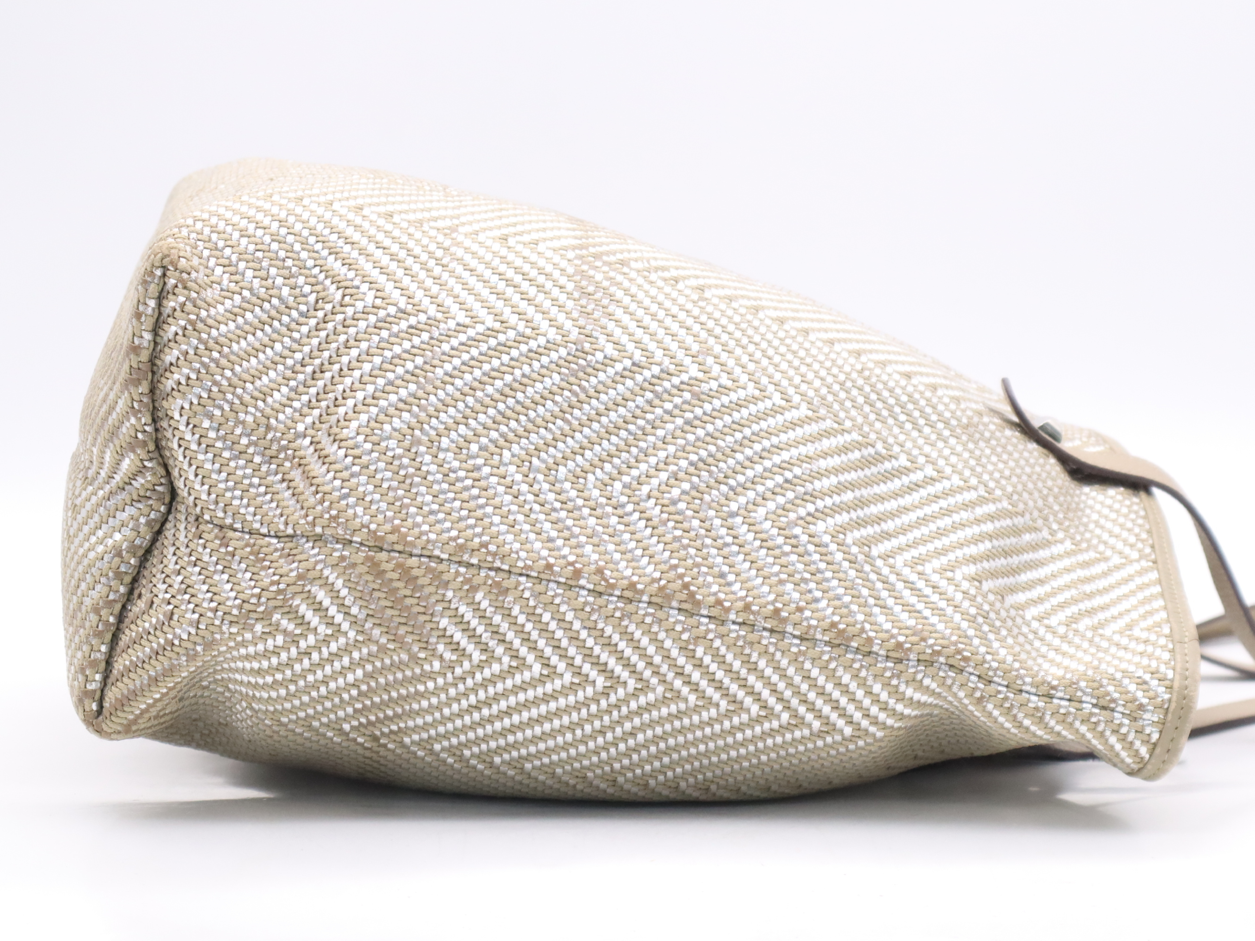 Leather/Polyester Amedaba Chennai Tote Bag, Beige/Silver, M Stamp, 2009. Tote Bag. — view 5