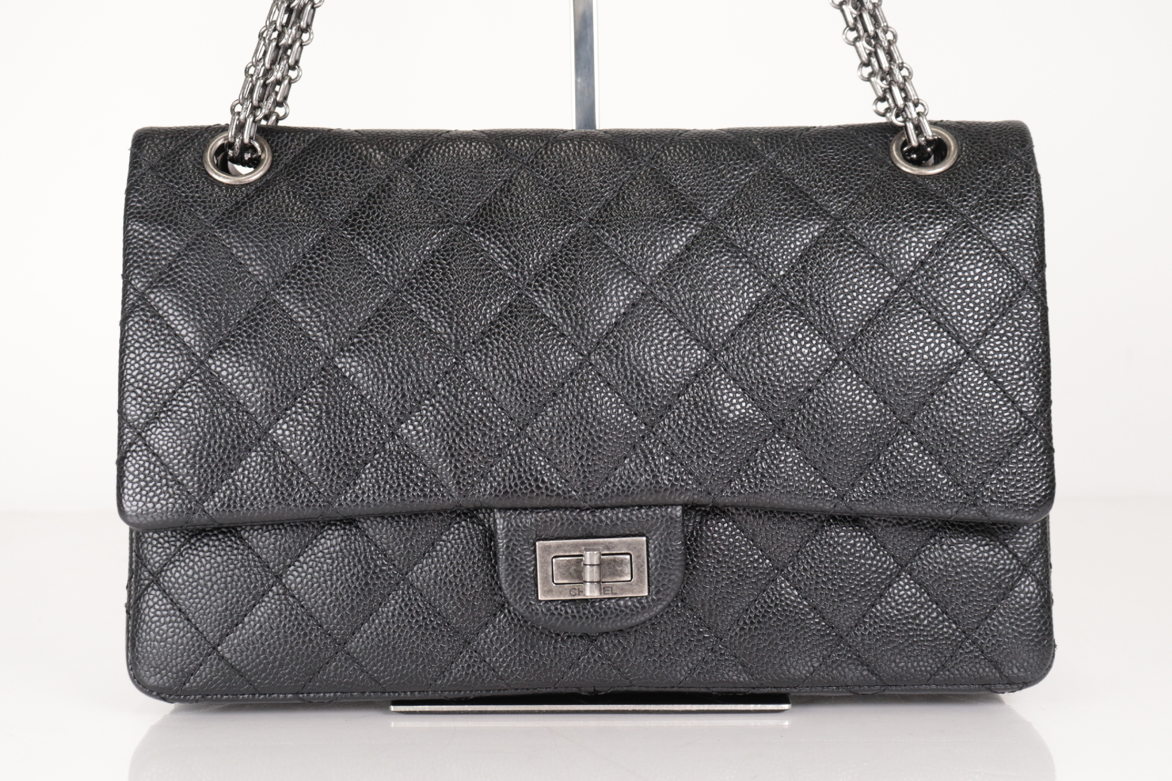 Double Flap Caviar Leather 2.55 Chain Shoulder Bag, Silver Hardware, Serial Number 30s — view 2