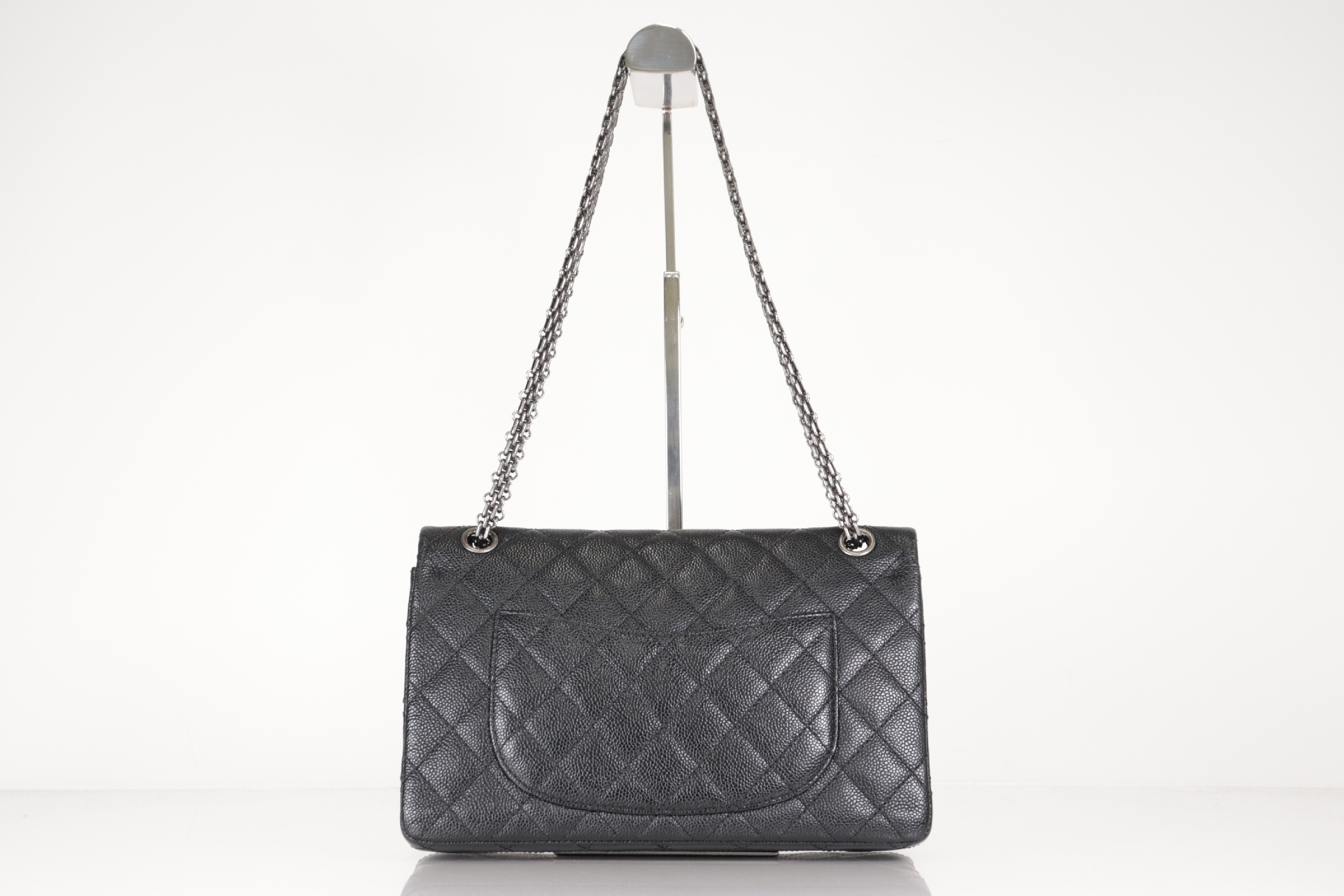 Double Flap Caviar Leather 2.55 Chain Shoulder Bag, Silver Hardware, Serial Number 30s — view 3