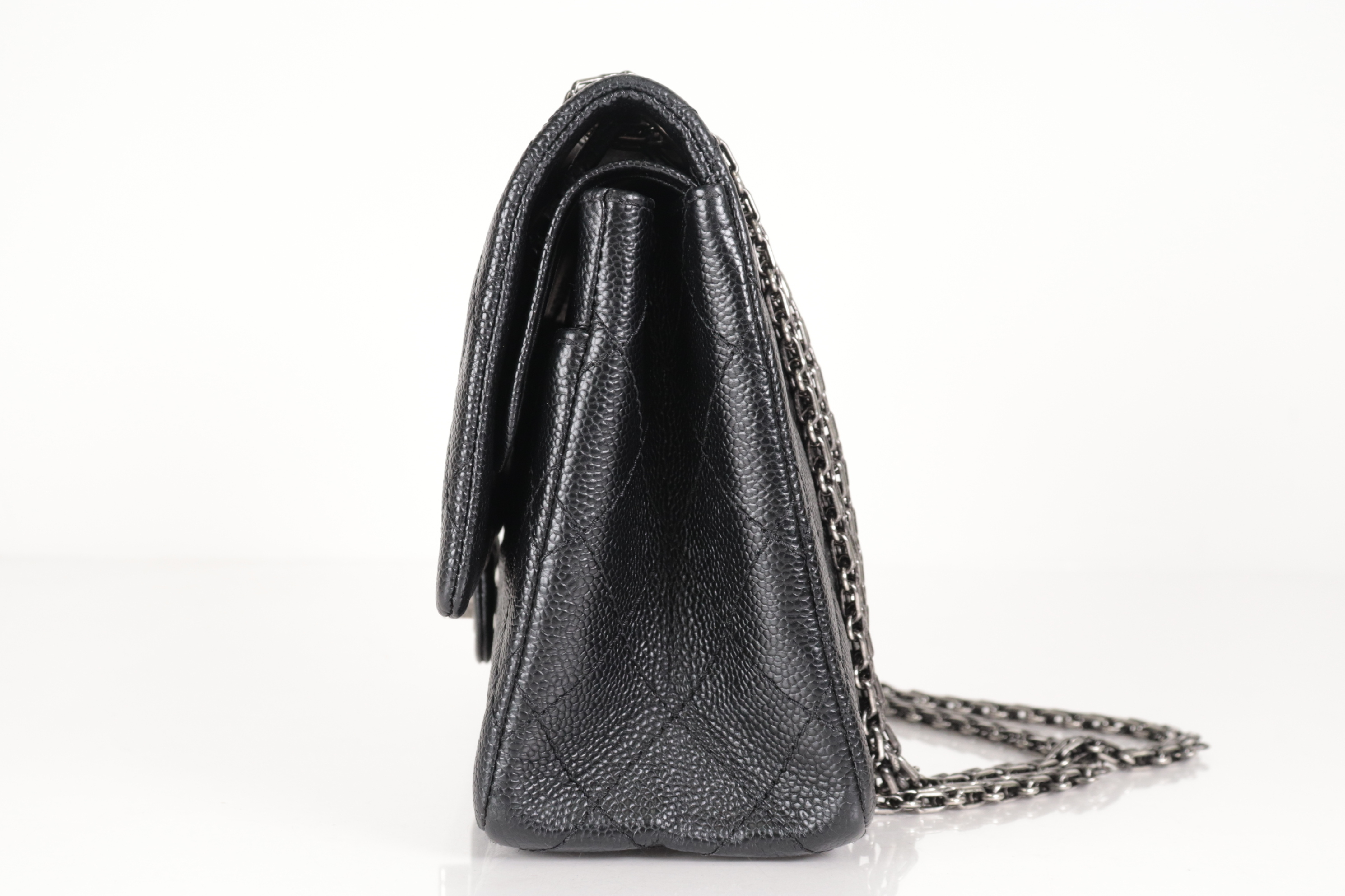 Double Flap Caviar Leather 2.55 Chain Shoulder Bag, Silver Hardware, Serial Number 30s — view 4