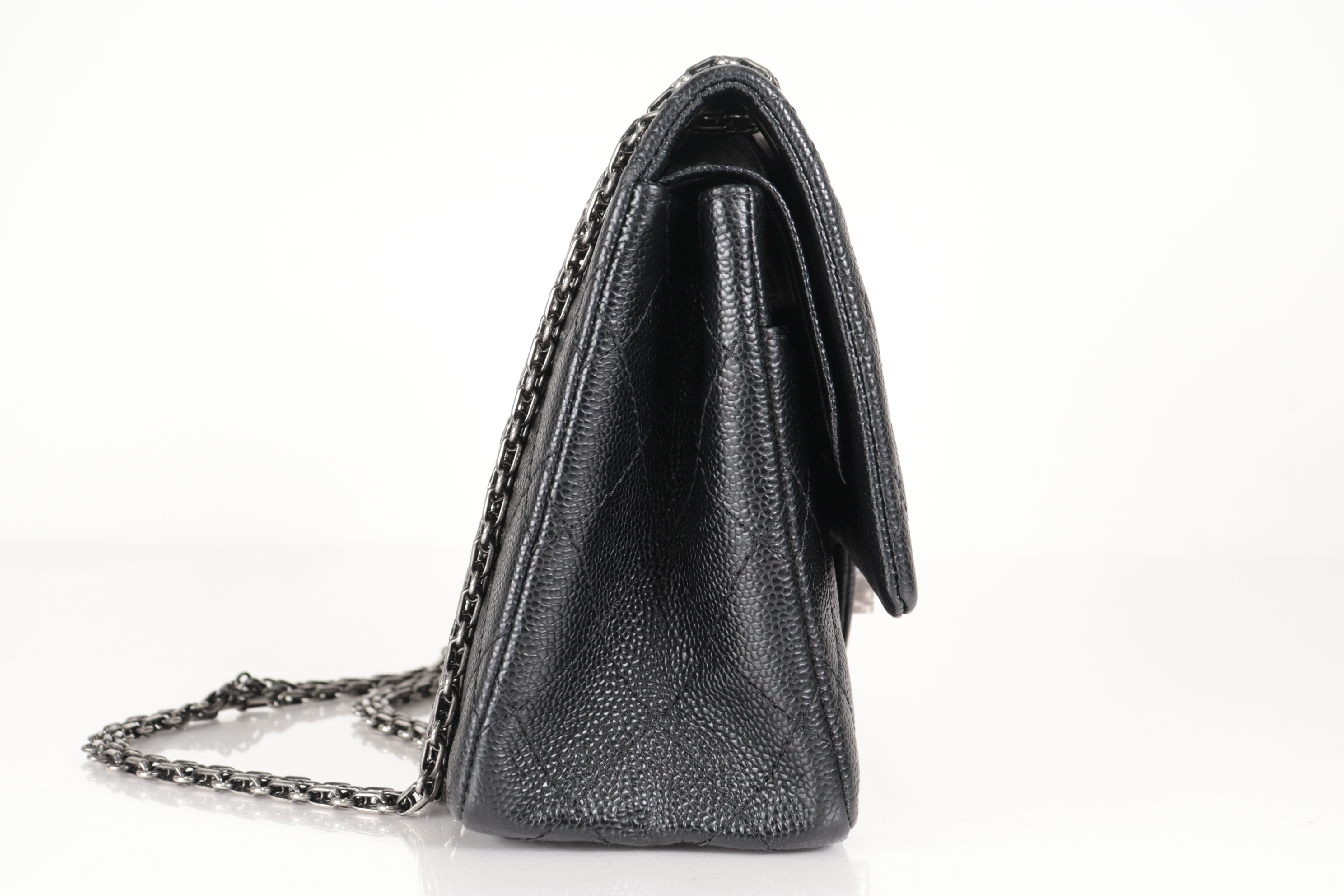 Double Flap Caviar Leather 2.55 Chain Shoulder Bag, Silver Hardware, Serial Number 30s — view 5