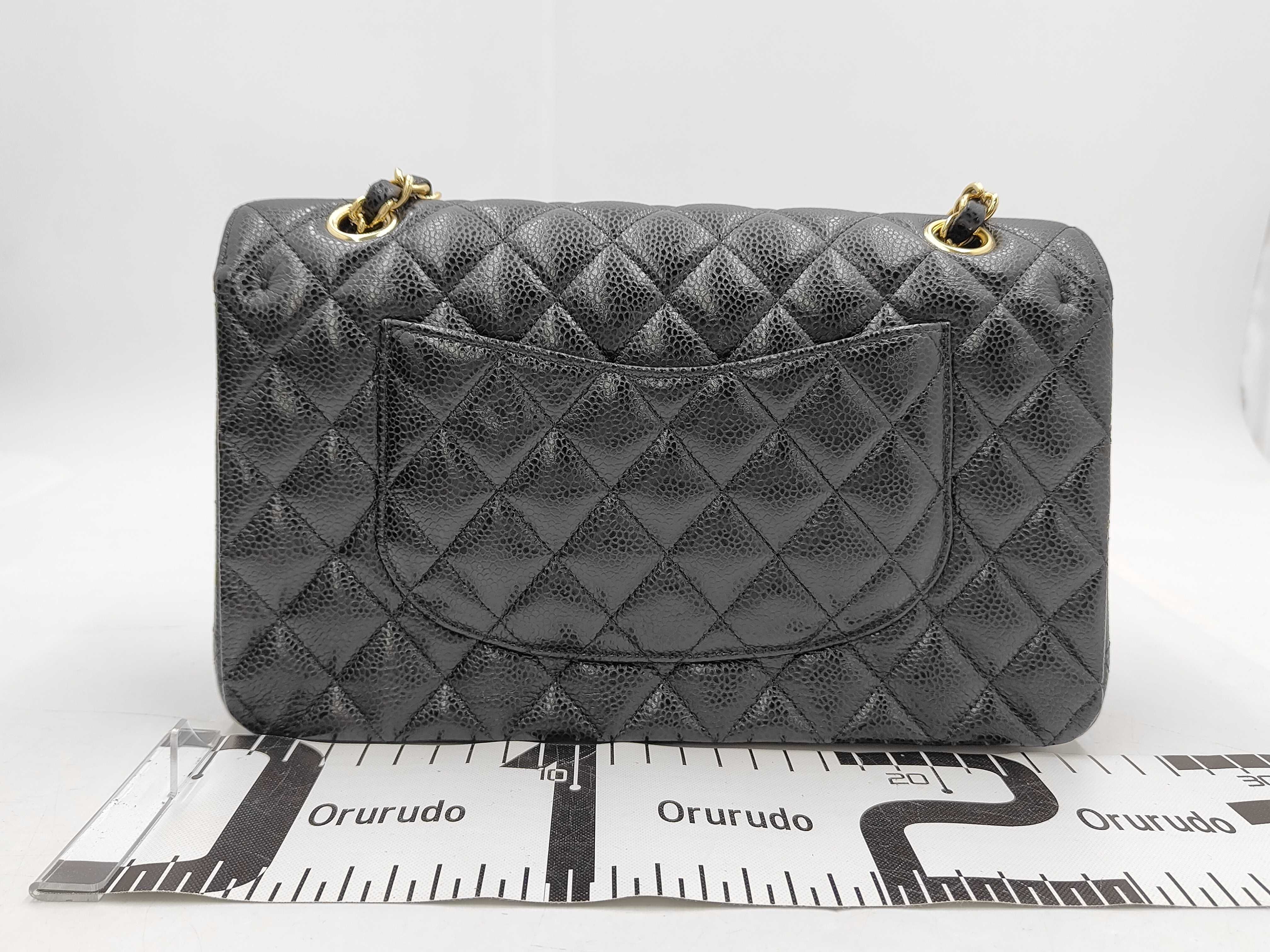 Large Matelassé 30 Double Flap Chain Shoulder Bag, Black Caviar Leather, Gold Hardware. — view 2