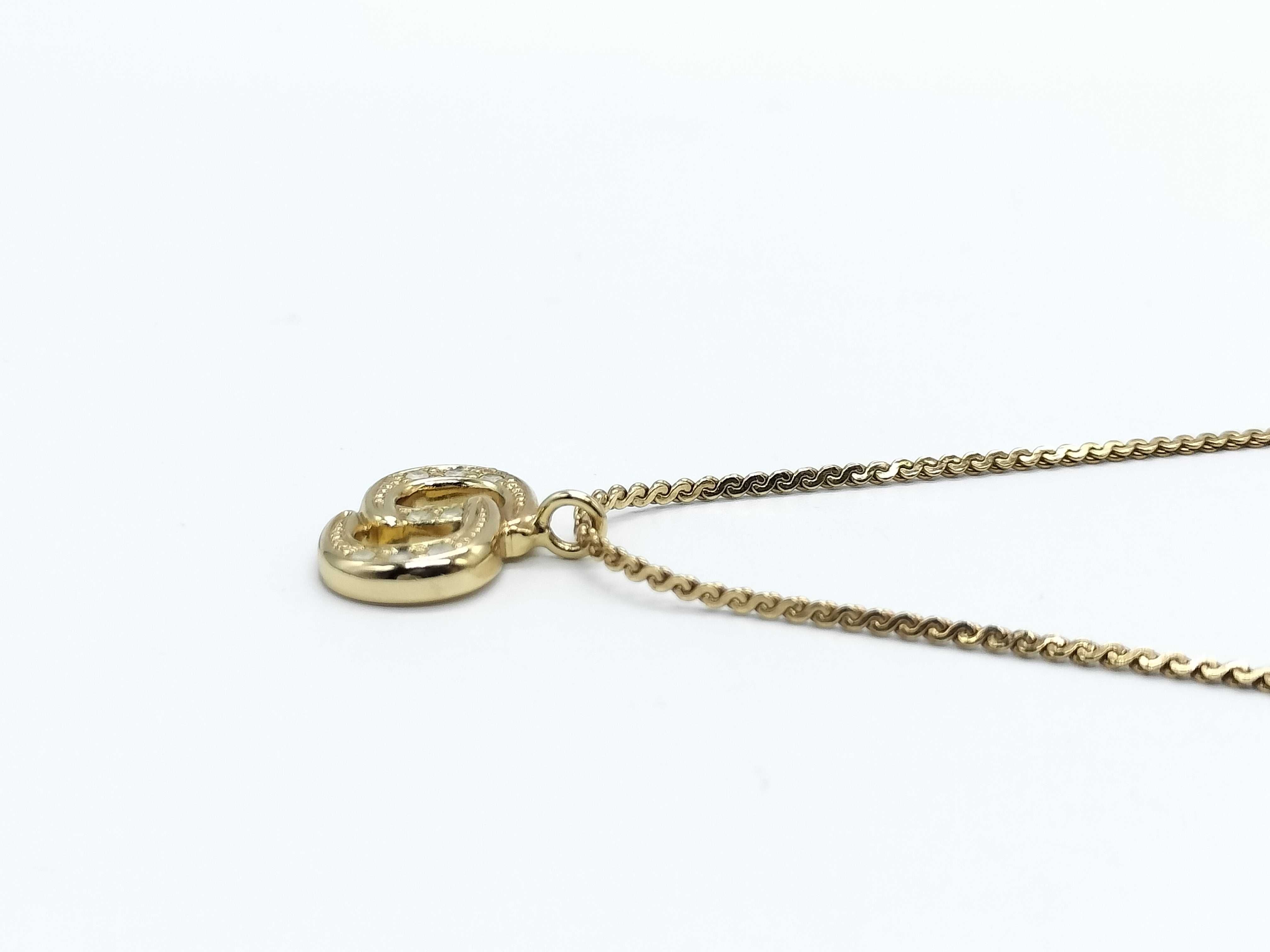 CD Logo Rhinestone Gold Necklace — view 2