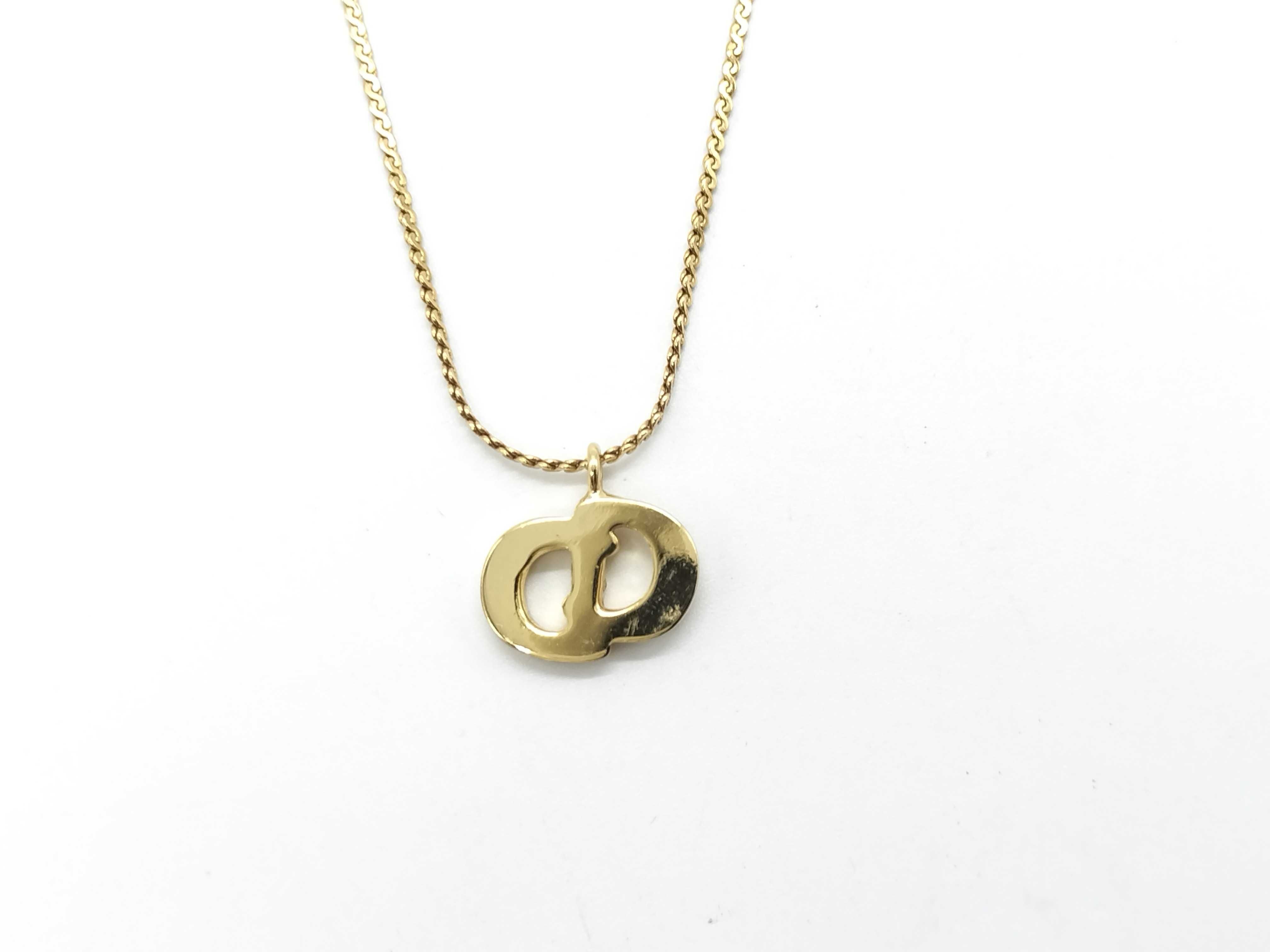 CD Logo Rhinestone Gold Necklace — view 3
