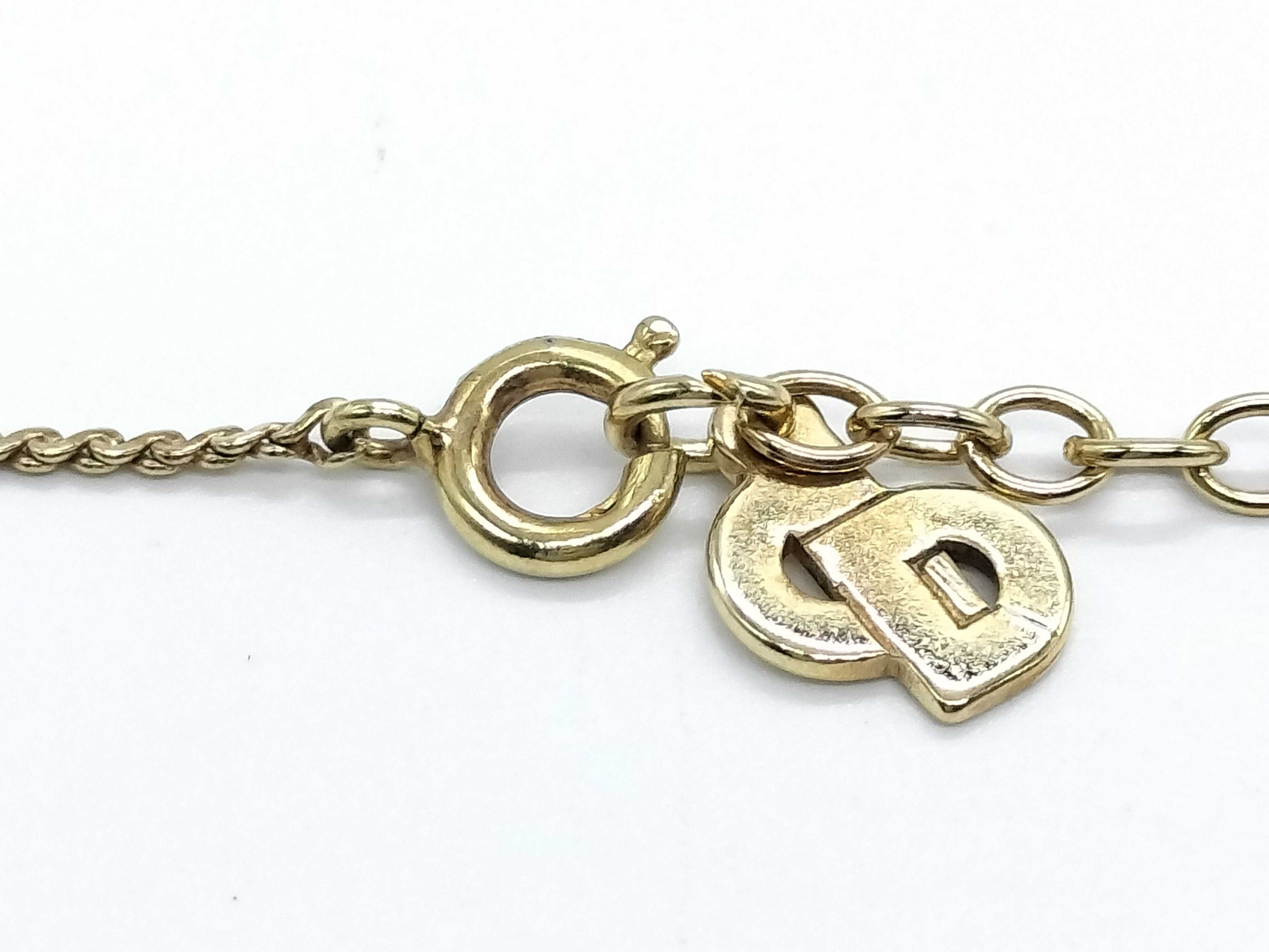CD Logo Rhinestone Gold Necklace — view 4