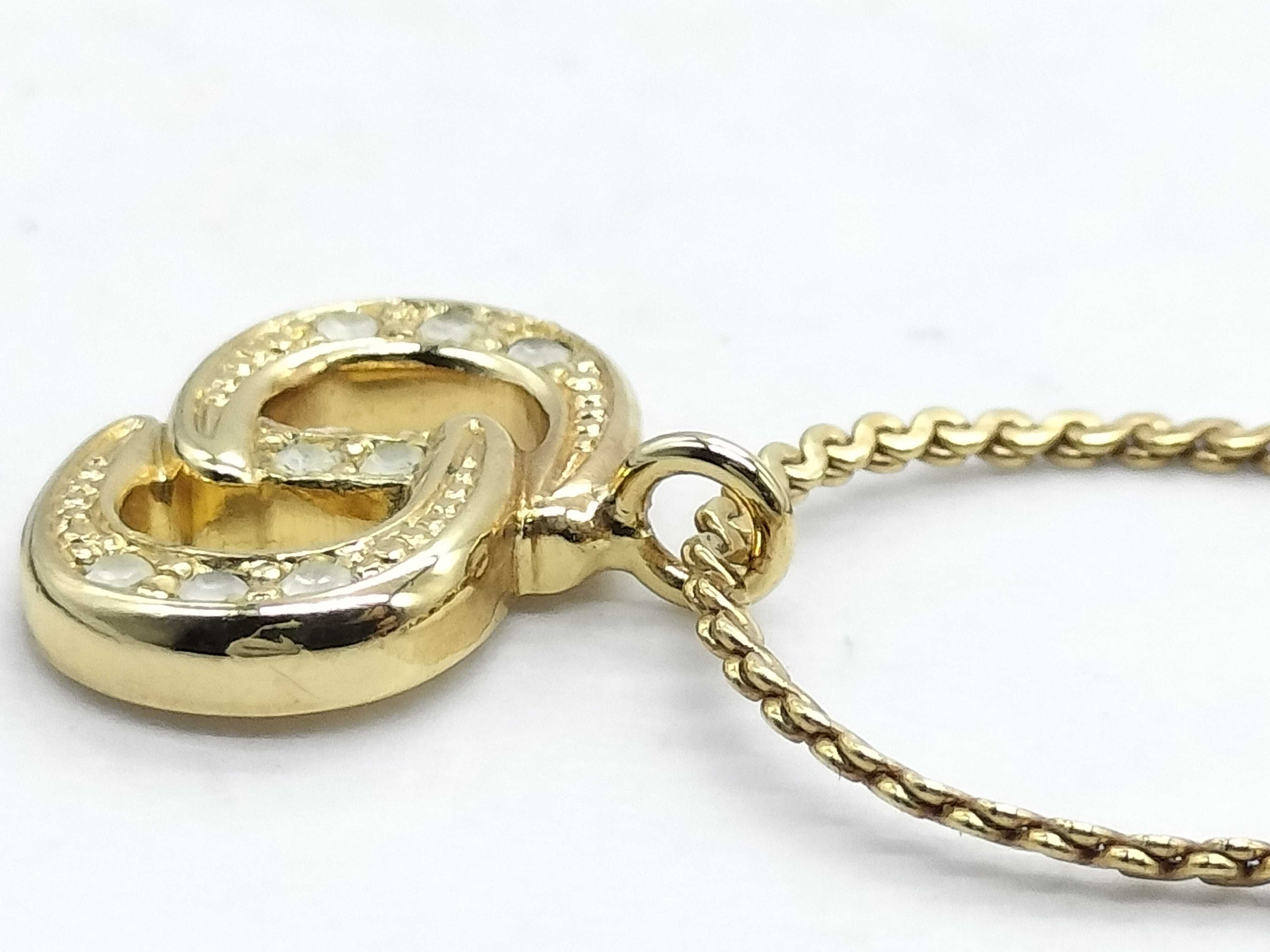 CD Logo Rhinestone Gold Necklace — view 8