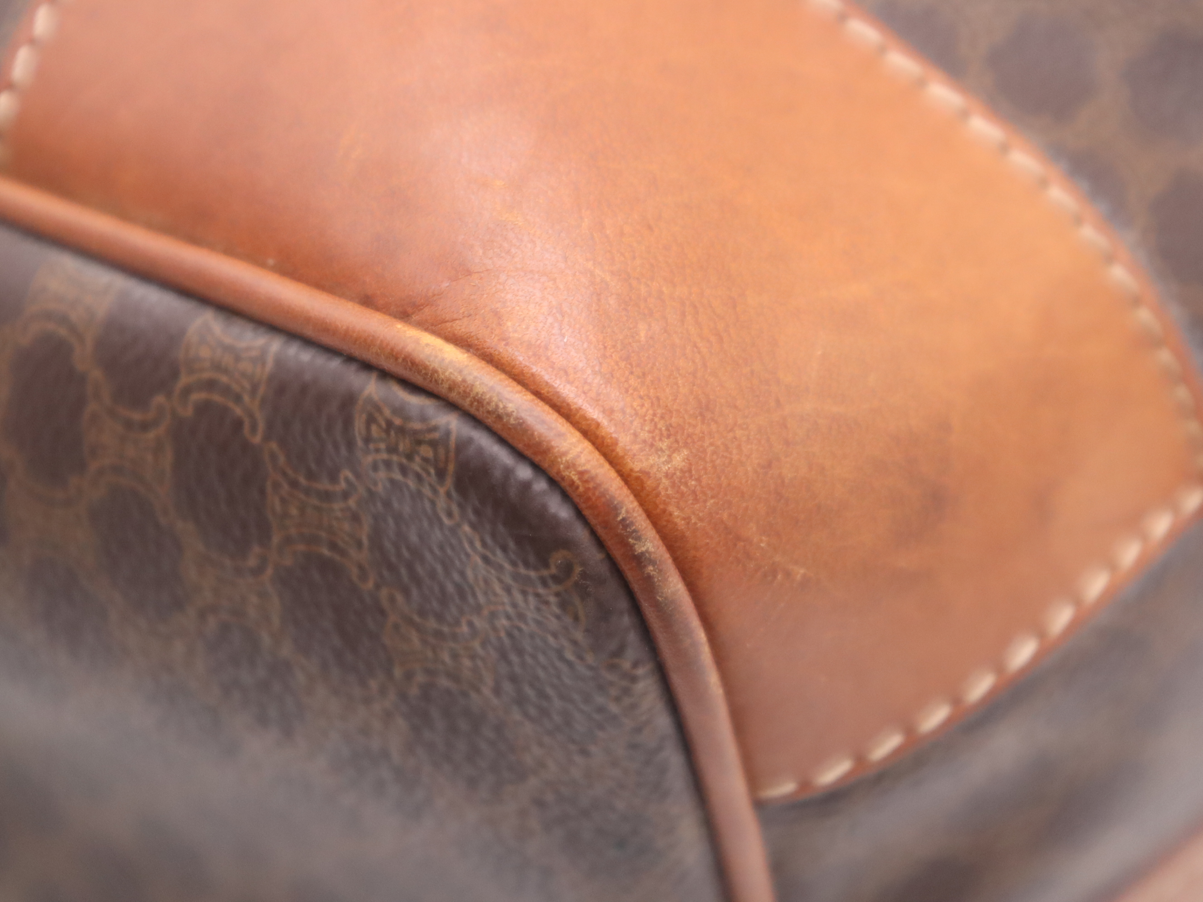 PVC x Leather Macadam Brown Boston Bag with Gold Hardware, Key and Clochette — view 11