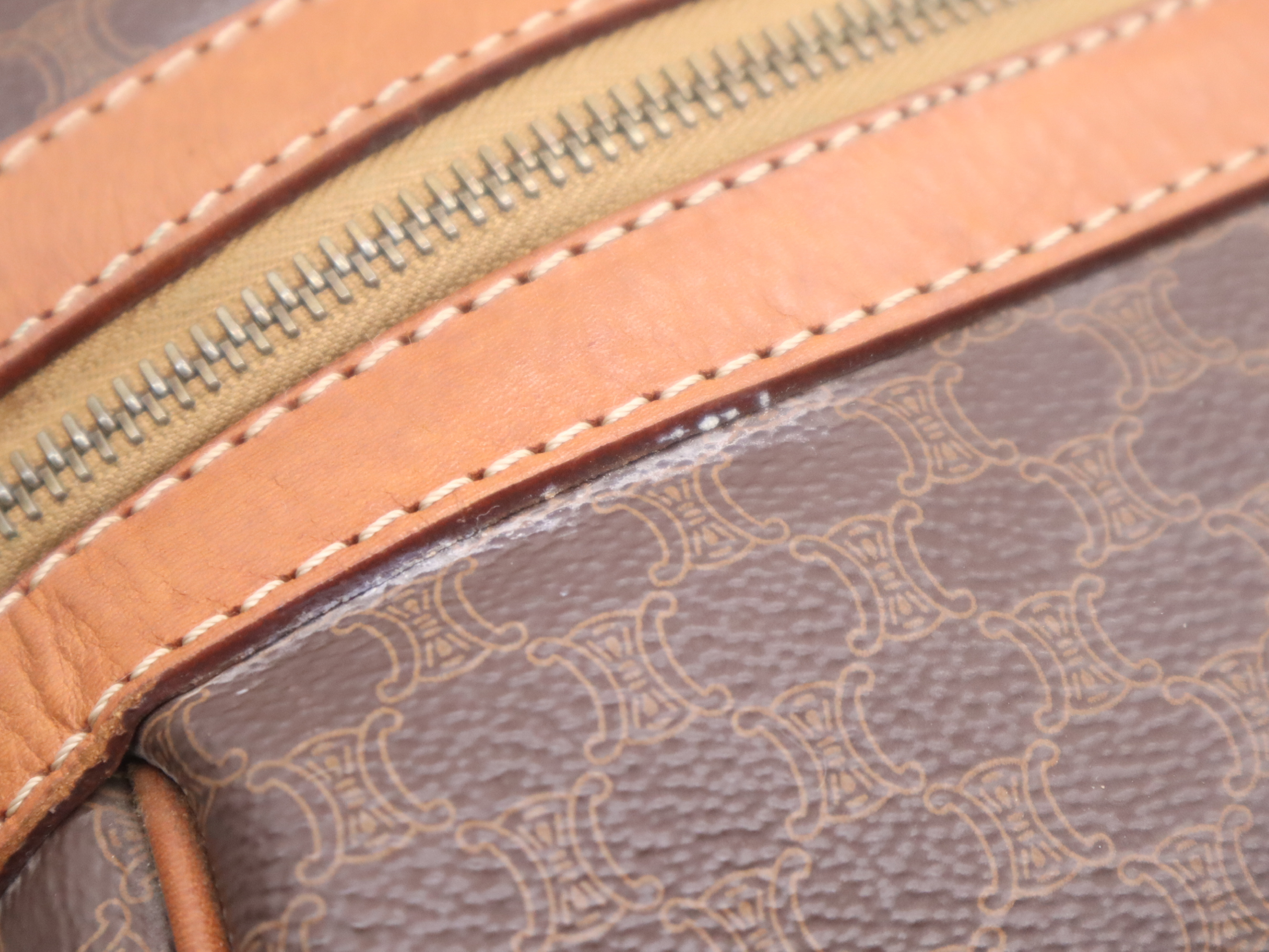 PVC x Leather Macadam Brown Boston Bag with Gold Hardware, Key and Clochette — view 12