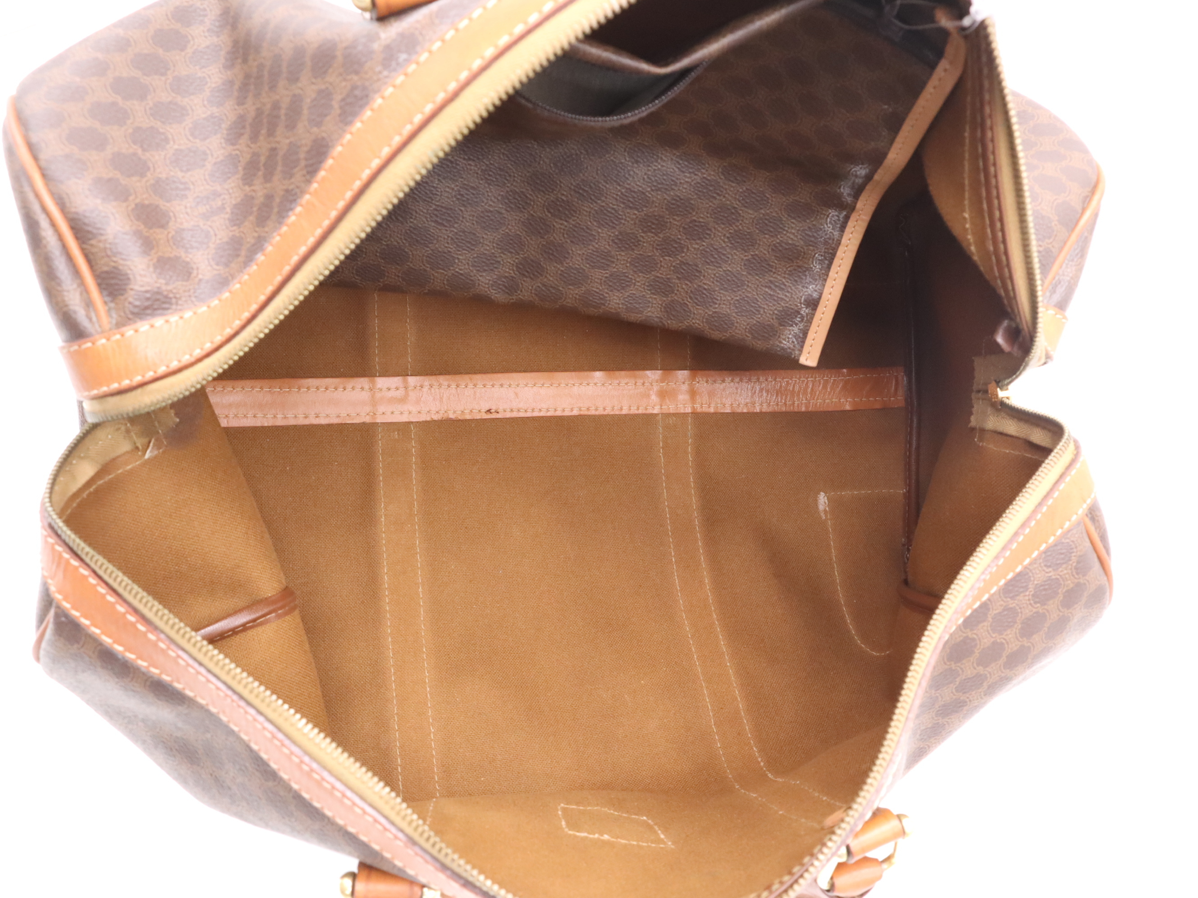 PVC x Leather Macadam Brown Boston Bag with Gold Hardware, Key and Clochette — view 13