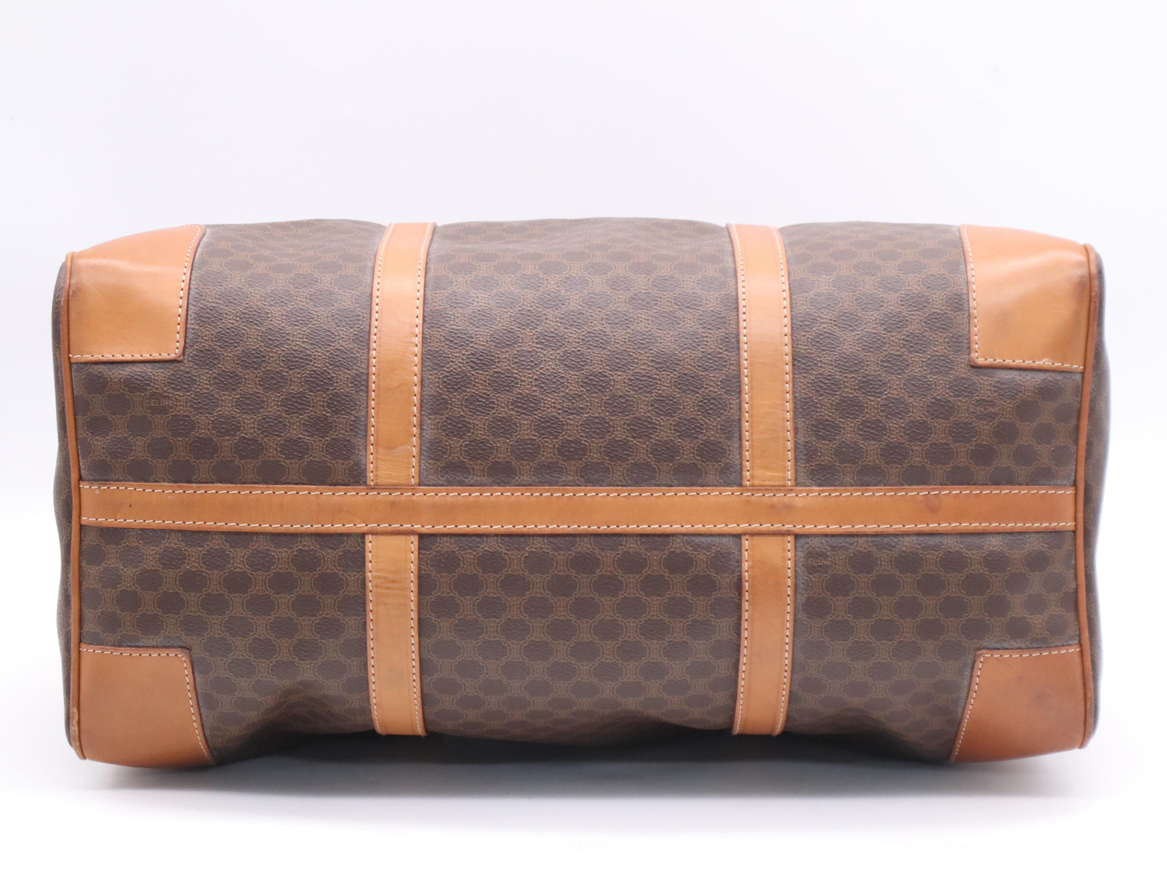 PVC x Leather Macadam Brown Boston Bag with Gold Hardware, Key and Clochette — view 4