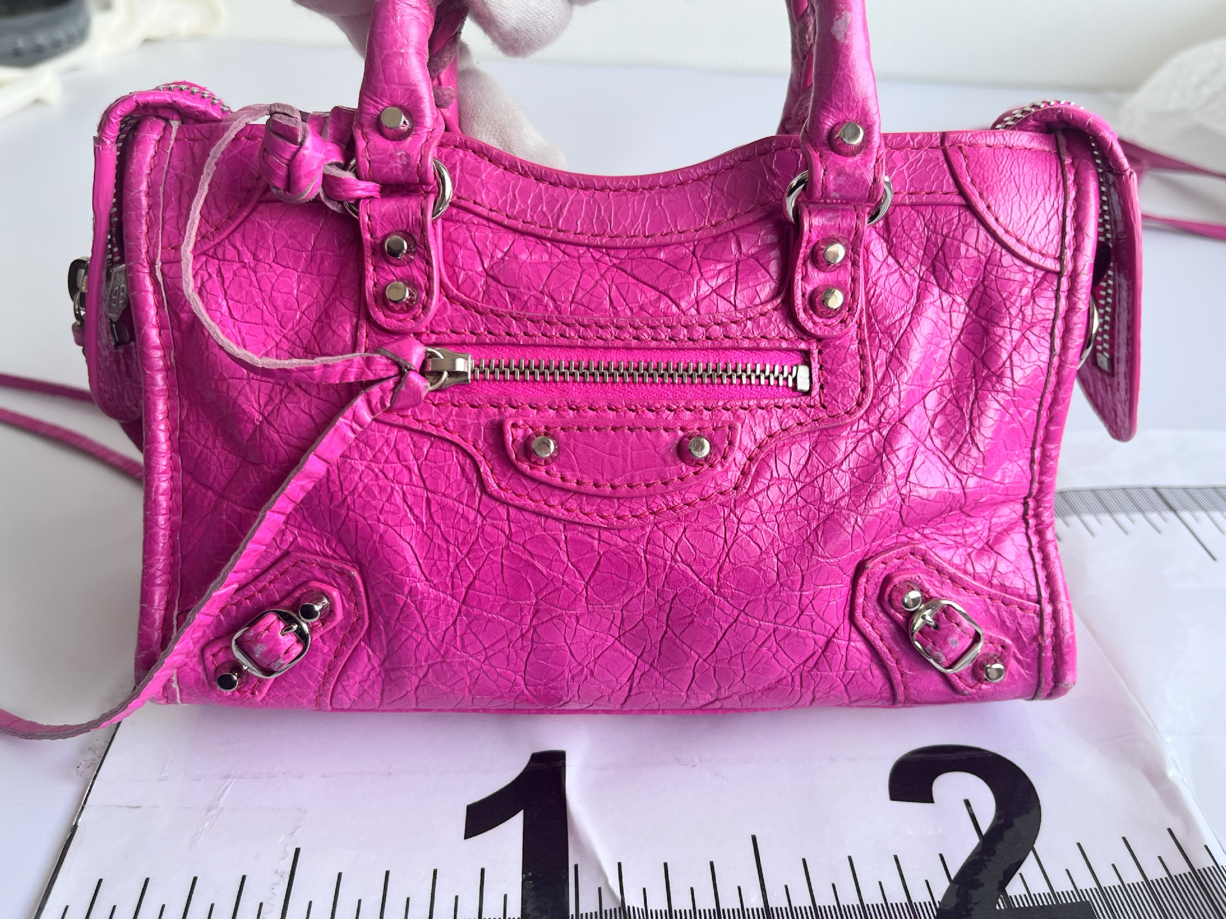 Mini City Fuchsia Pink Shoulder Bag with Strap and Mirror — view 2
