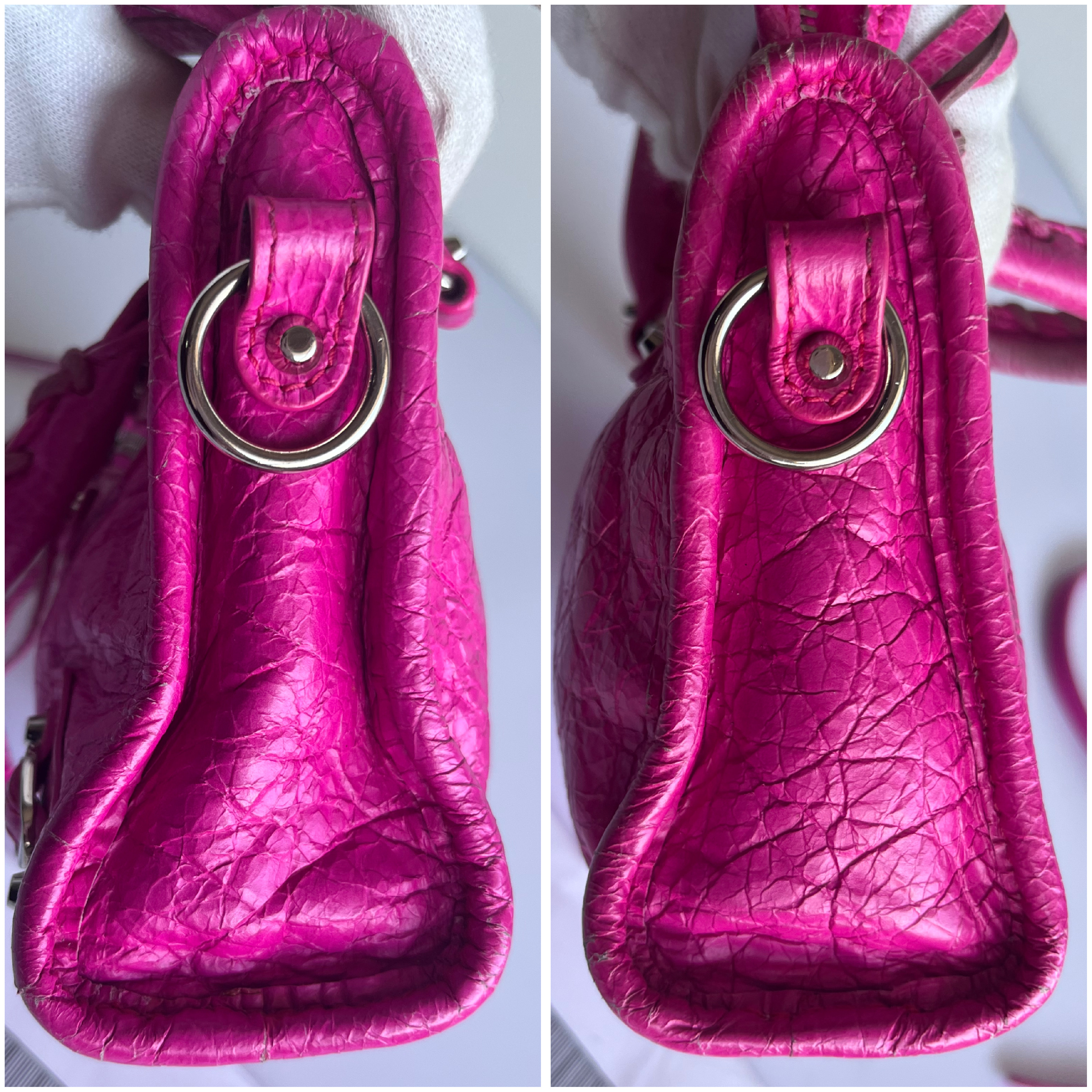 Mini City Fuchsia Pink Shoulder Bag with Strap and Mirror — view 4