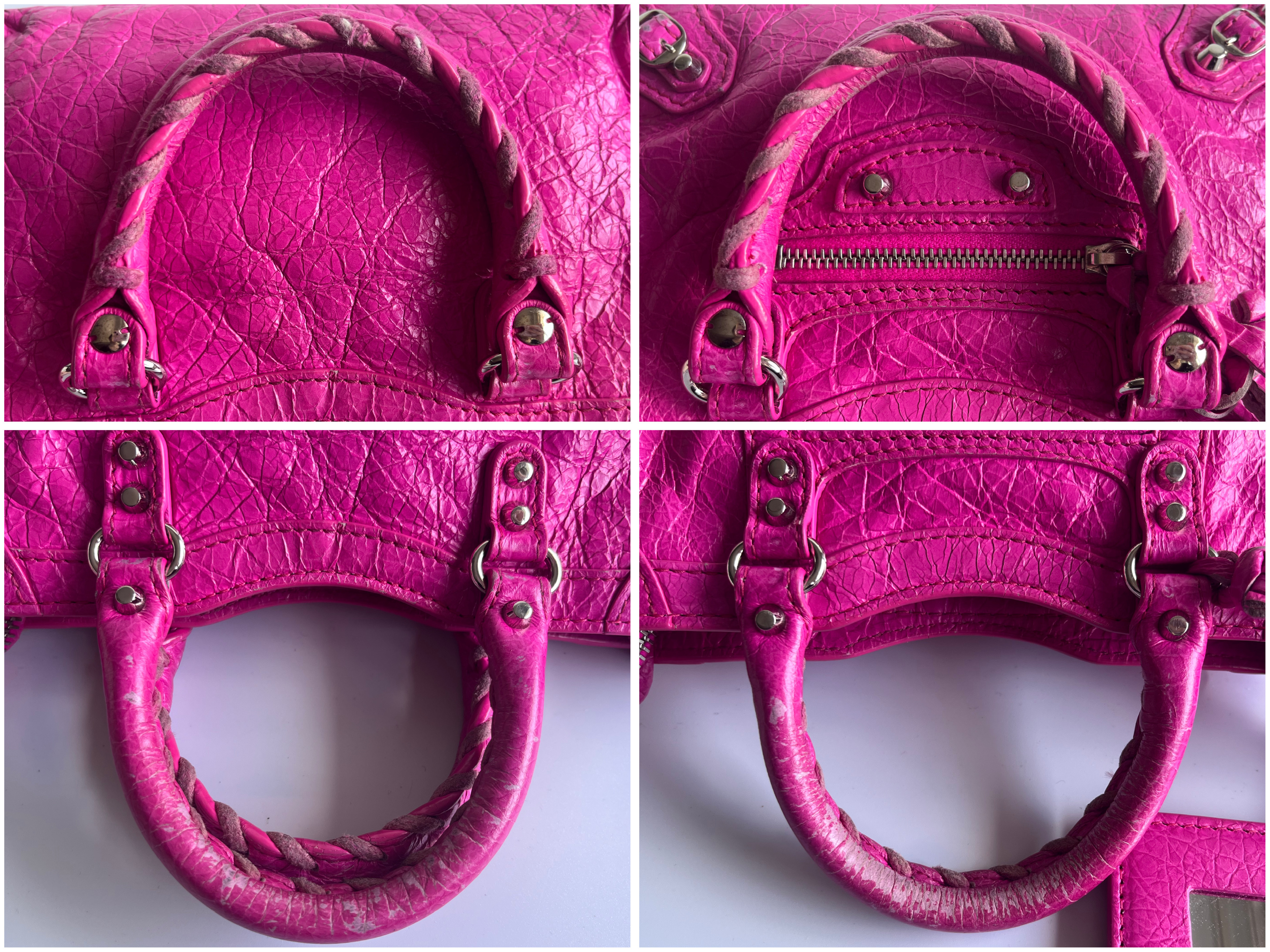 Mini City Fuchsia Pink Shoulder Bag with Strap and Mirror — view 7